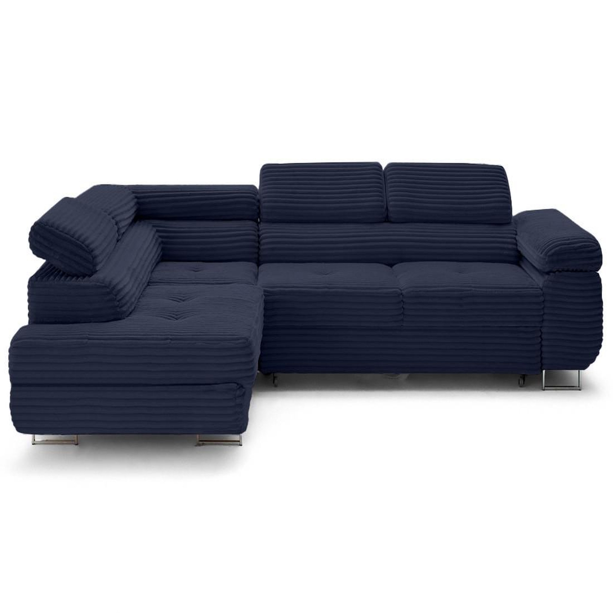 Voir la diapositive 1 : LISA DESIGN Zaria - canapé d'angle gauche 5 places convertible avec coffre et têtières en velours côtelé grosses côtes