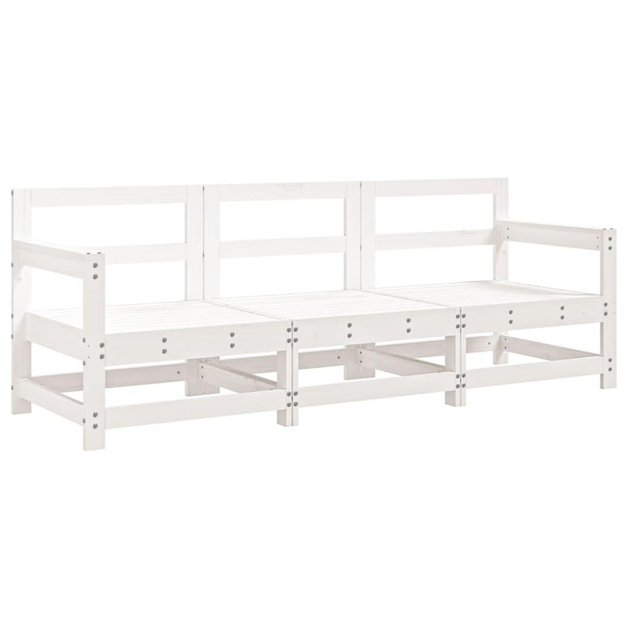 Voir la diapositive 2 : VIDAXL Salon de jardin 3 pcs blanc bois massif de pin