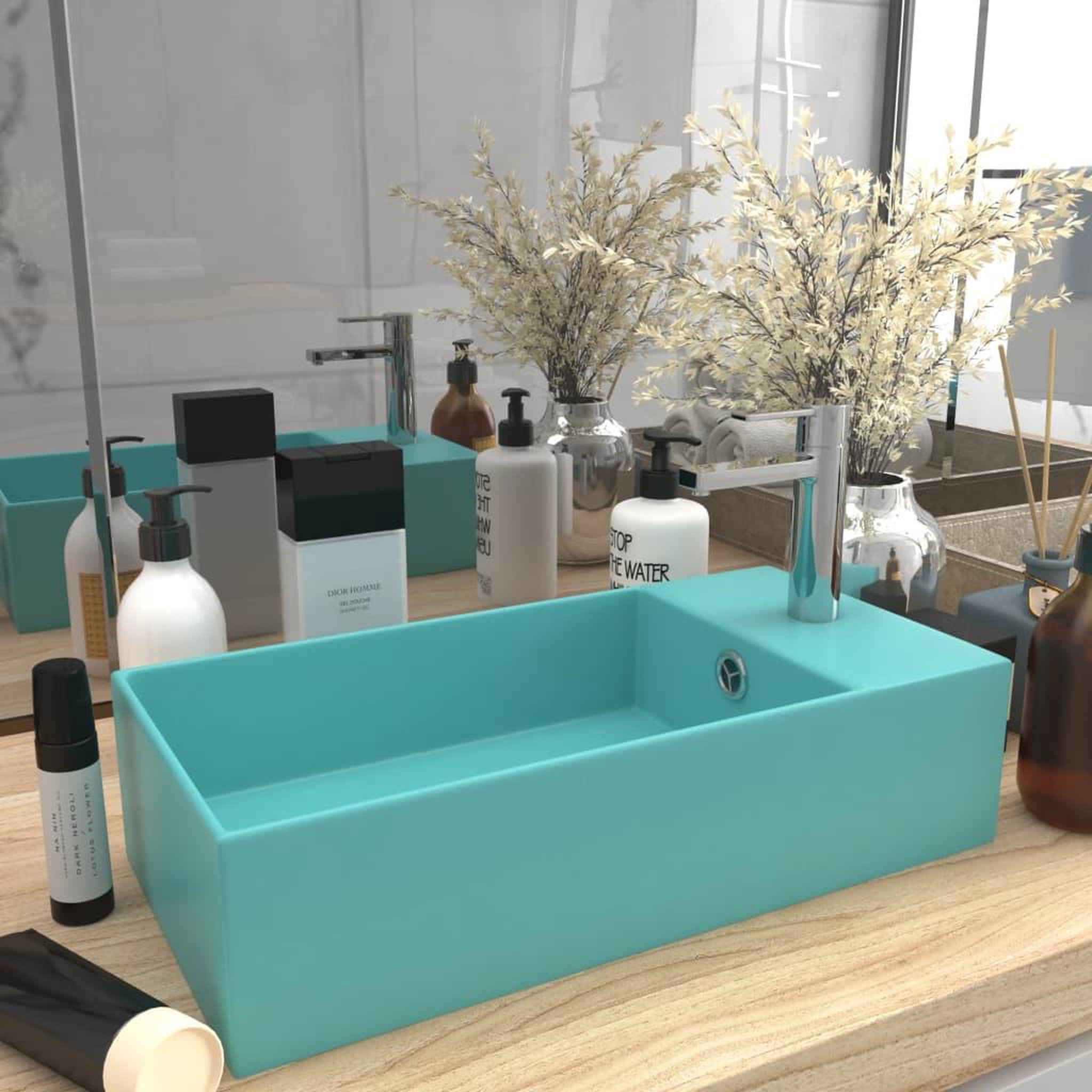 Voir la diapositive 1 : VIDAXL Lavabo de salle de bain avec trop-plein Ceramique Vert clair