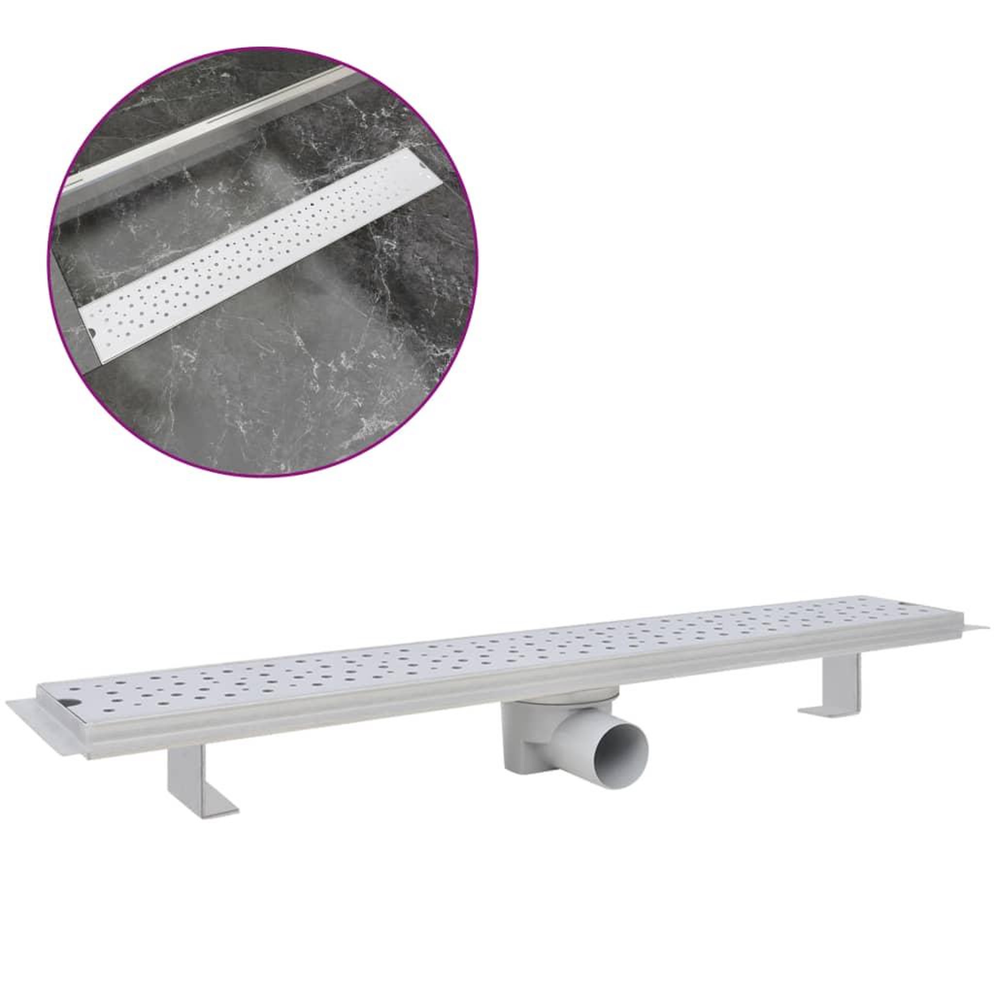 Voir la diapositive 2 : VIDAXL Drain de douche lineaire 730 x 140 mm Acier inoxydable