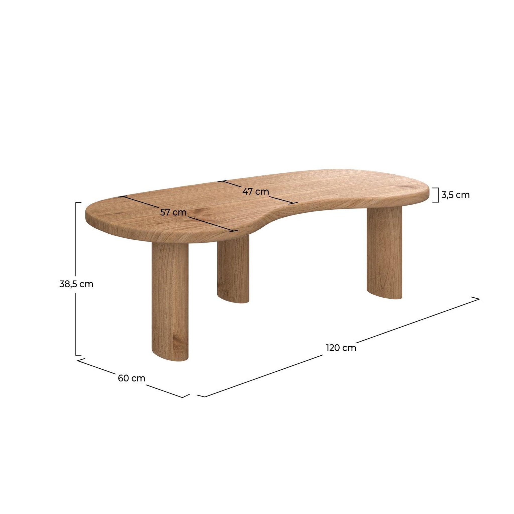Voir la diapositive 4 : MAISON PAVANE Table basse organique en bois massif de mindi-brandan
