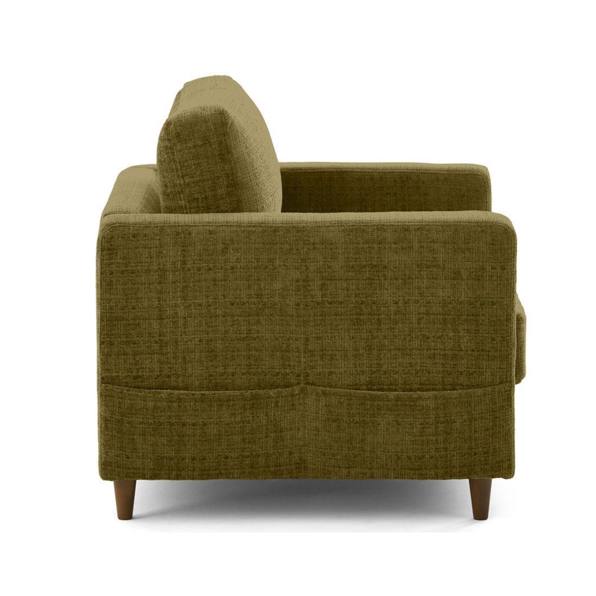 LISA DESIGN Anna - fauteuil avec poche en velours texturé - pieds en bois