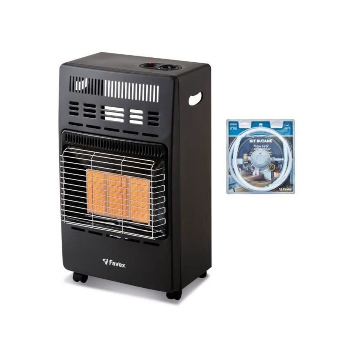 FAVEX Chauffage d'appoint infrarouge au gaz butane KERN - Allumage par piezo - Surface de chauffe jusqu'a 40 m² - 3 niveaux de puissa