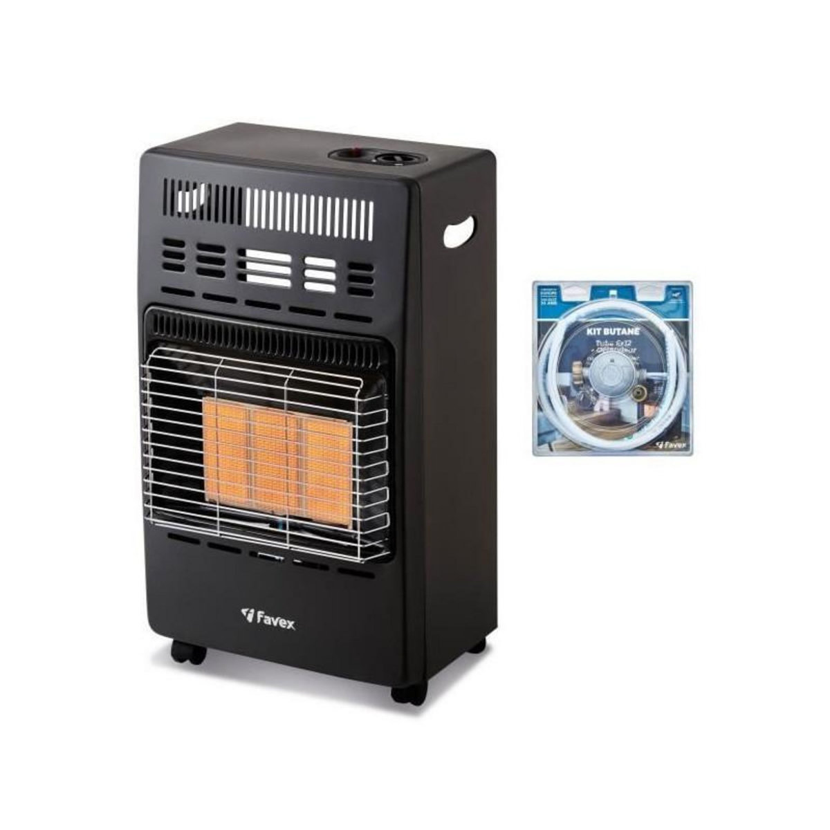 FAVEX Chauffage d'appoint infrarouge au gaz butane KERN - Allumage par piezo - Surface de chauffe jusqu'a 40 m² - 3 niveaux de puissa