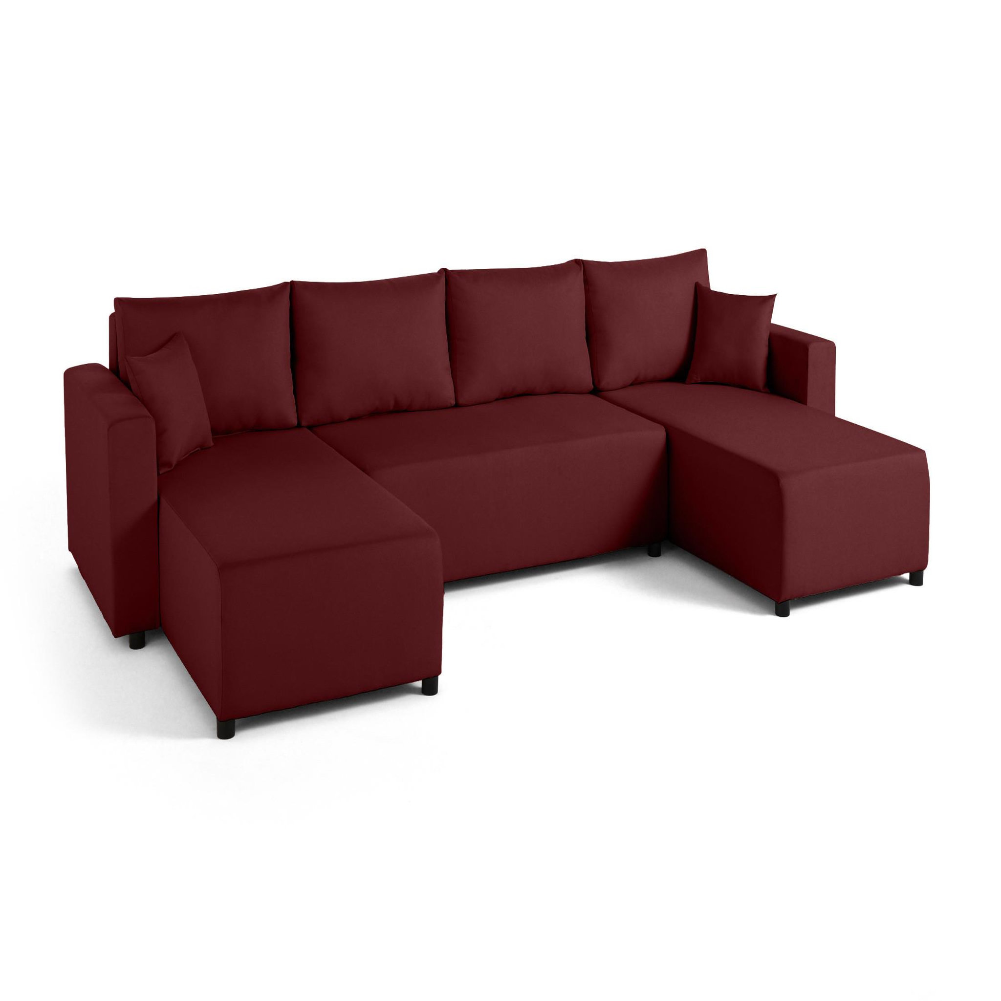 Voir la diapositive 2 : BEST MOBILIER Regala - canapé panoramique - 7 places - convertible avec coffre - en tissu