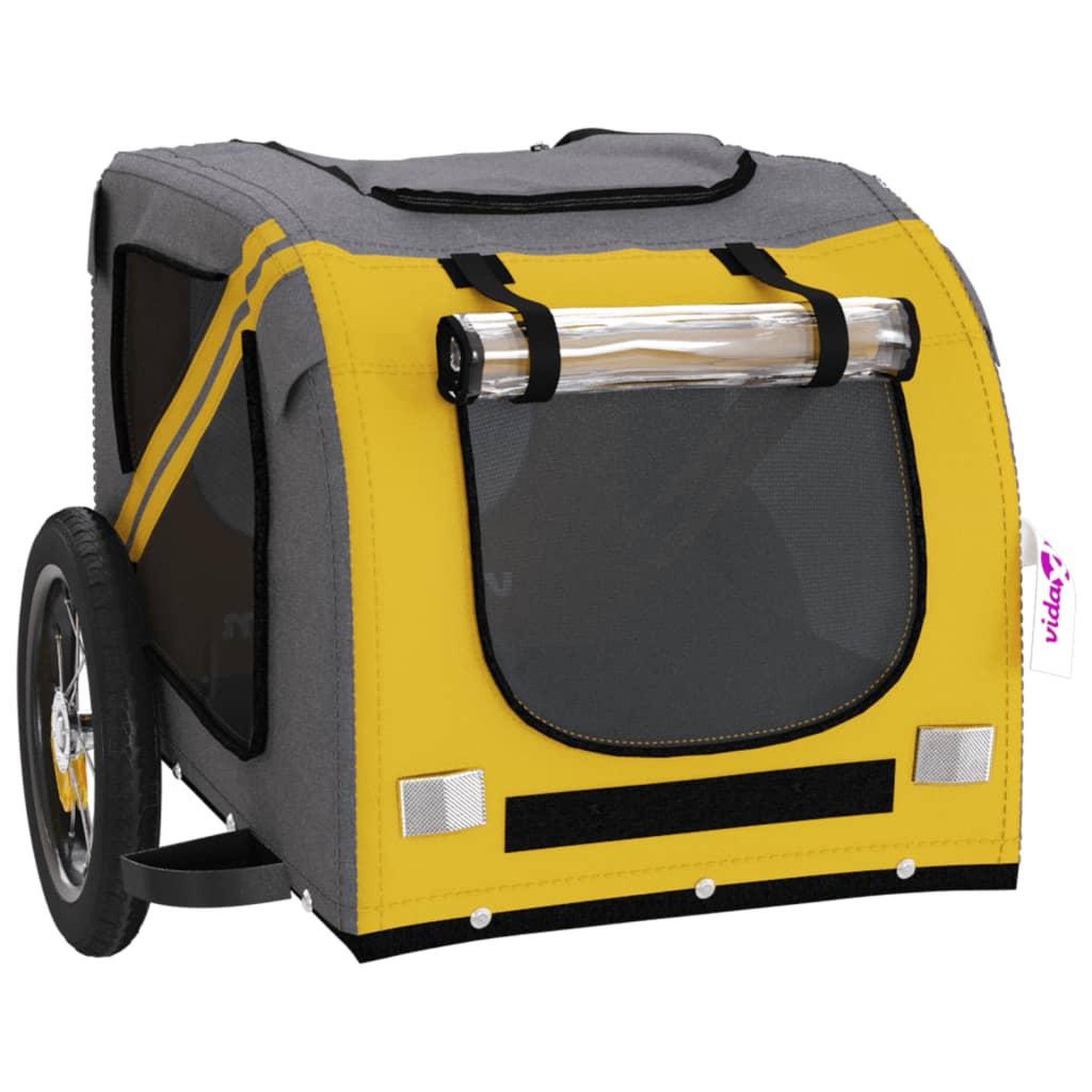 Voir la diapositive 5 : VIDAXL Remorque de velo pour animaux de compagnie jaune et gris