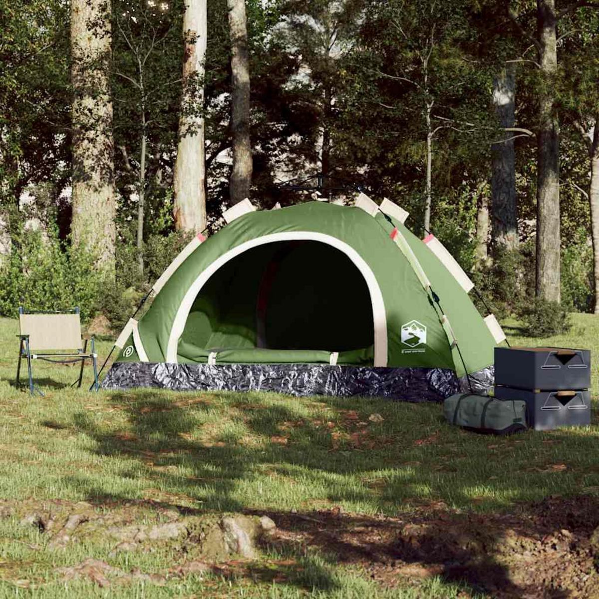 VIDAXL Tente de camping 3 personnes vert liberation rapide