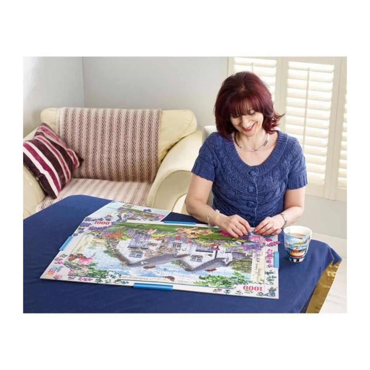 RAVENSBURGER Plateau de puzzle en carton pliable, Pinces de fixation, Pour puzzle jusqu'au 1000 pieces, 17971, Ravensburger