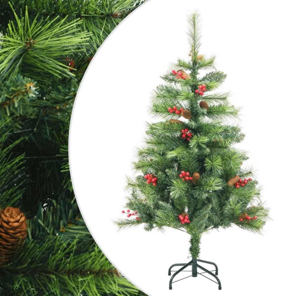 VIDAXL Sapin de Noël artificiel avec pommes de pin et baies 150 cm