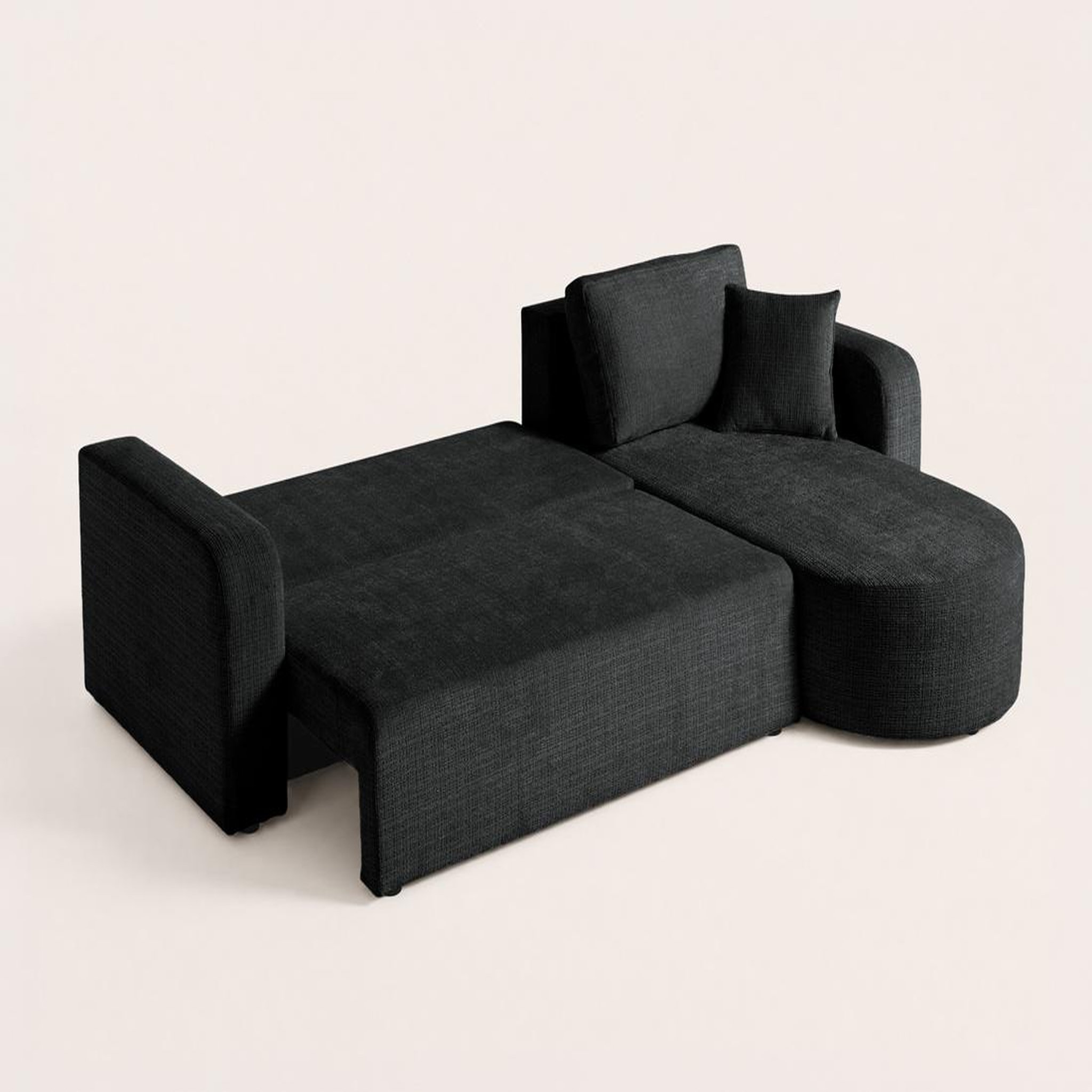 Voir la diapositive 6 : BEST MOBILIER Miro - canapé d'angle réversible - 4 places - convertible avec coffre - en velours texturé