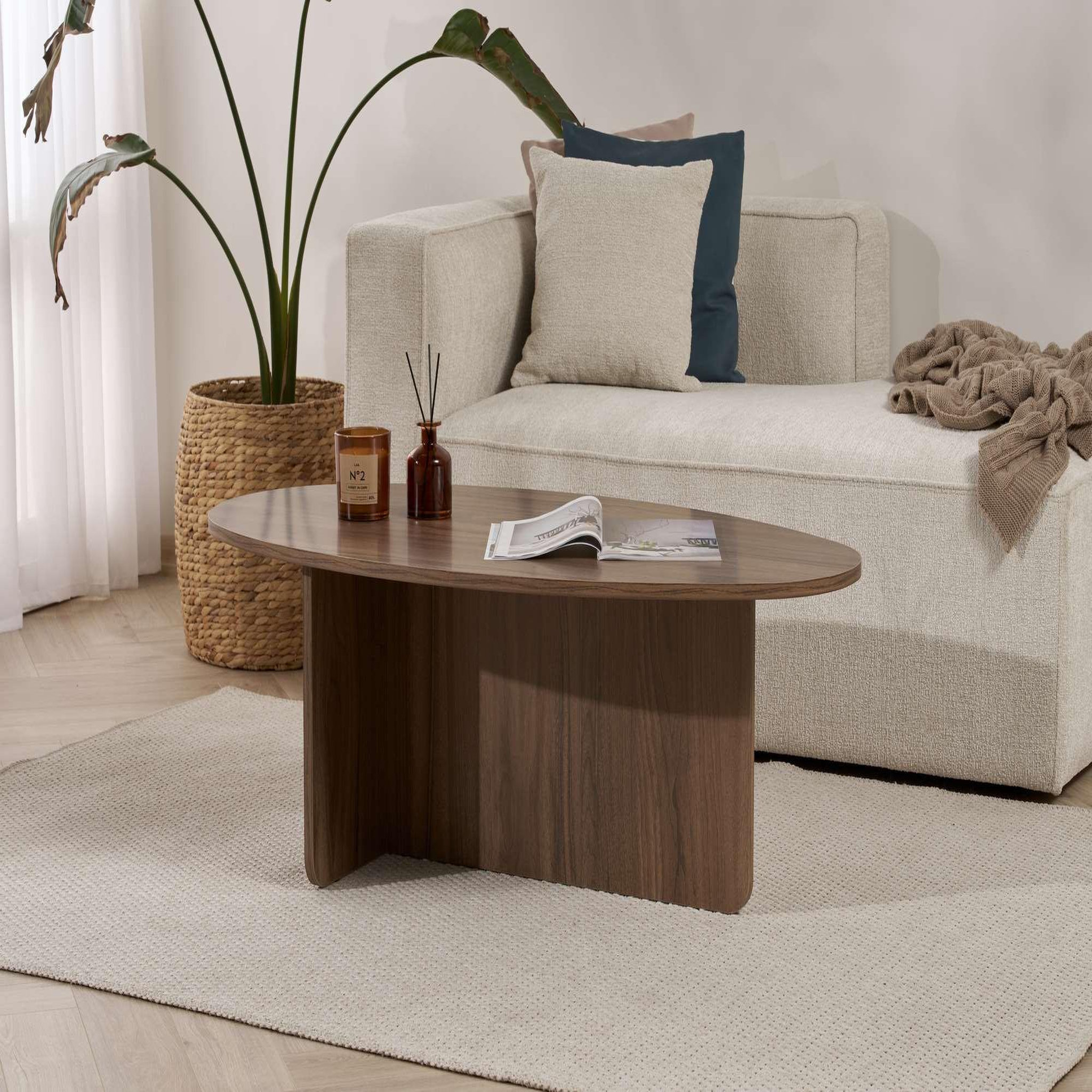 Voir la diapositive 3 : Habitat et Jardin Table basse en bois  orba  - 120 x 65 x 40 cm - noyer