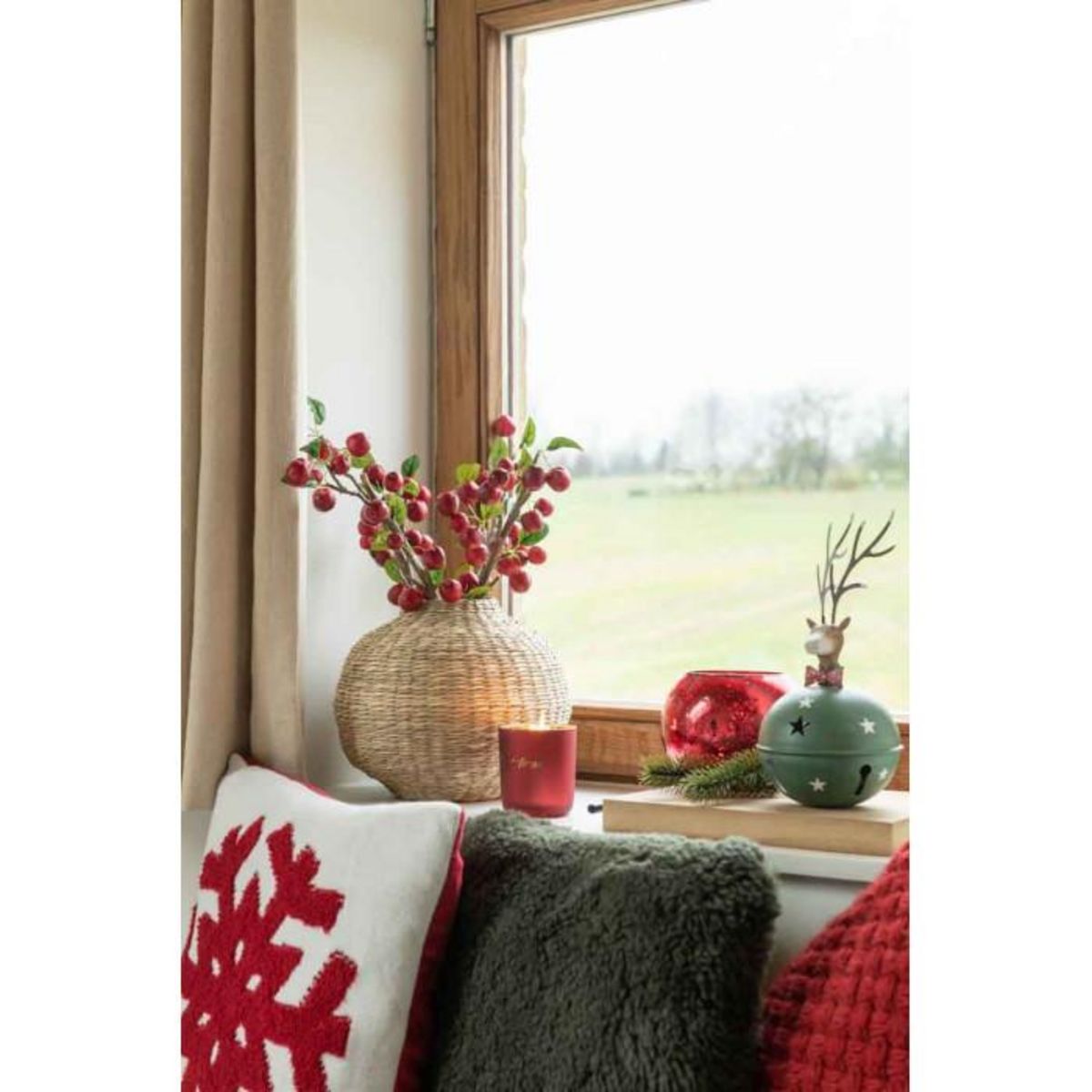 Paris Prix Coussin Déco  Glaçon  45x45cm Rouge & Blanc