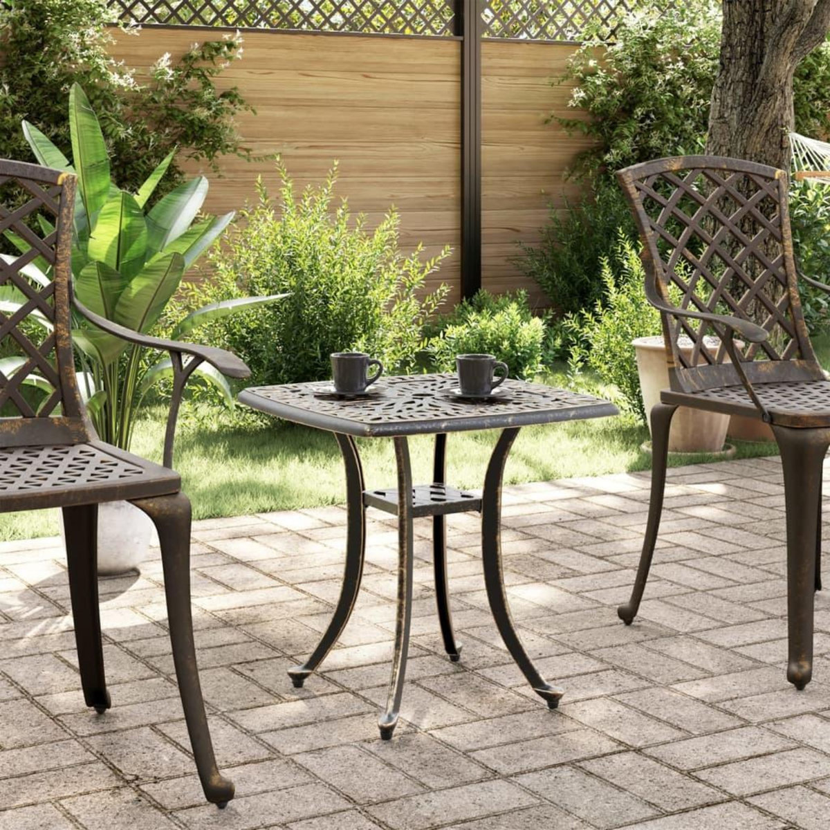 VIDAXL Table de jardin bronze 53x53x53 cm aluminium coule