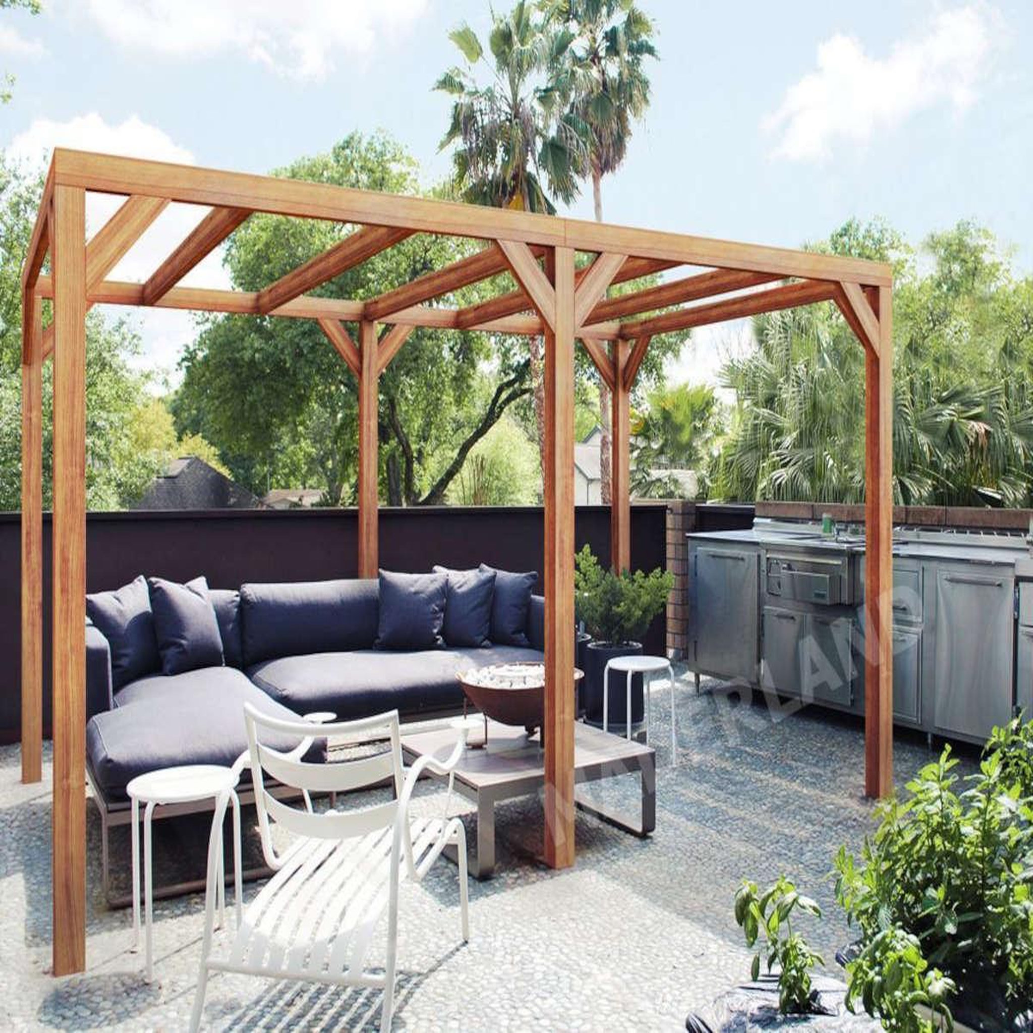 Voir la diapositive 4 : JARDIDECO Pergola en bois lamellé-collé toulon 400 x 300 cm - maderland
