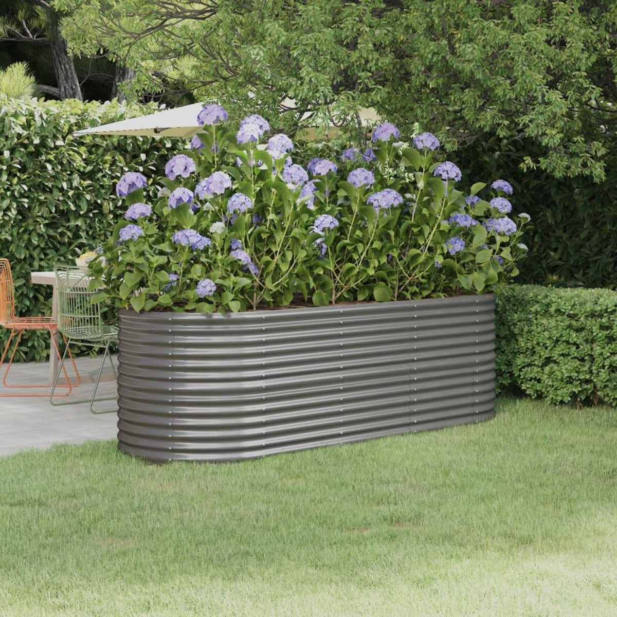 VIDAXL Lit sureleve de jardin Acier enduit de poudre 224x80x68 cm gris