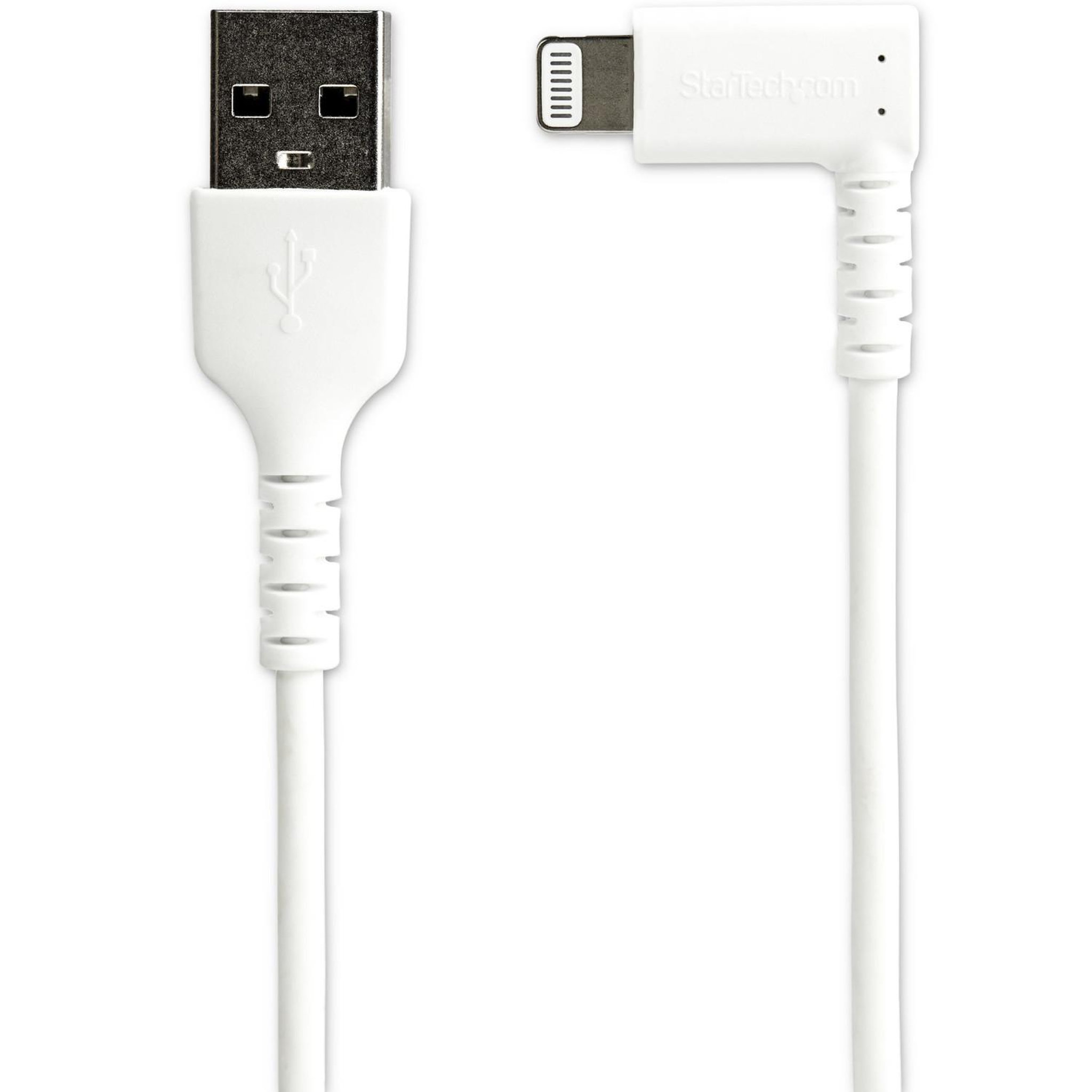 Voir la diapositive 3 : Startech Startech.com câble usb-a vers lightning blanc robuste 1m coudé à 90° - câble de charge/synchronisation usb type a vers lightning en fibre aramide robuste et résistante - certifié apple mfi - iphone