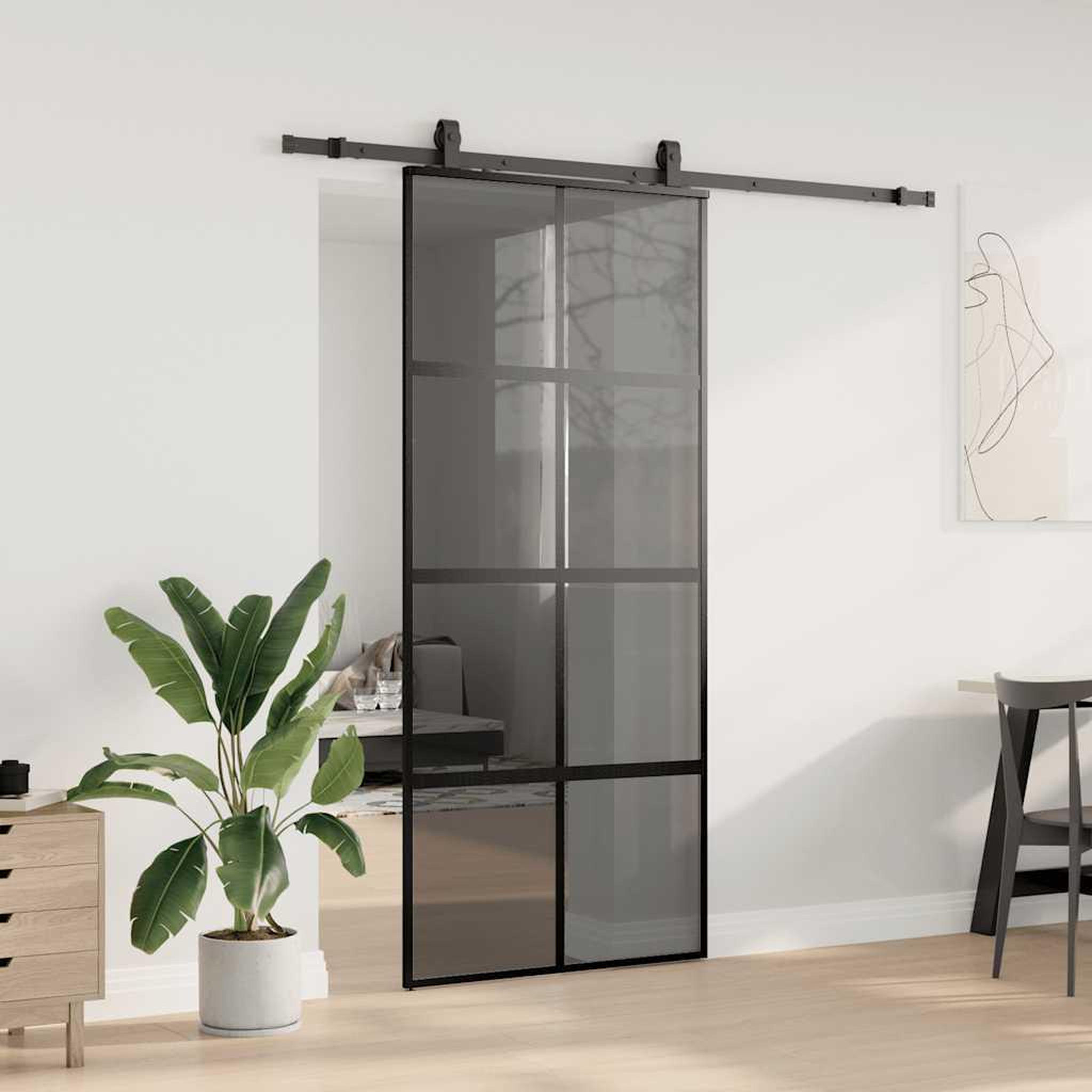 Voir la diapositive 3 : VIDAXL Porte coulissante avec kit de quincaillerie noir 90x205 cm