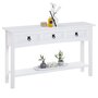 IDIMEX Table console RURAL table d'appoint en pin massif blanc avec 3 tiroirs et 1 étagère, meuble d'entrée en bois style rustique