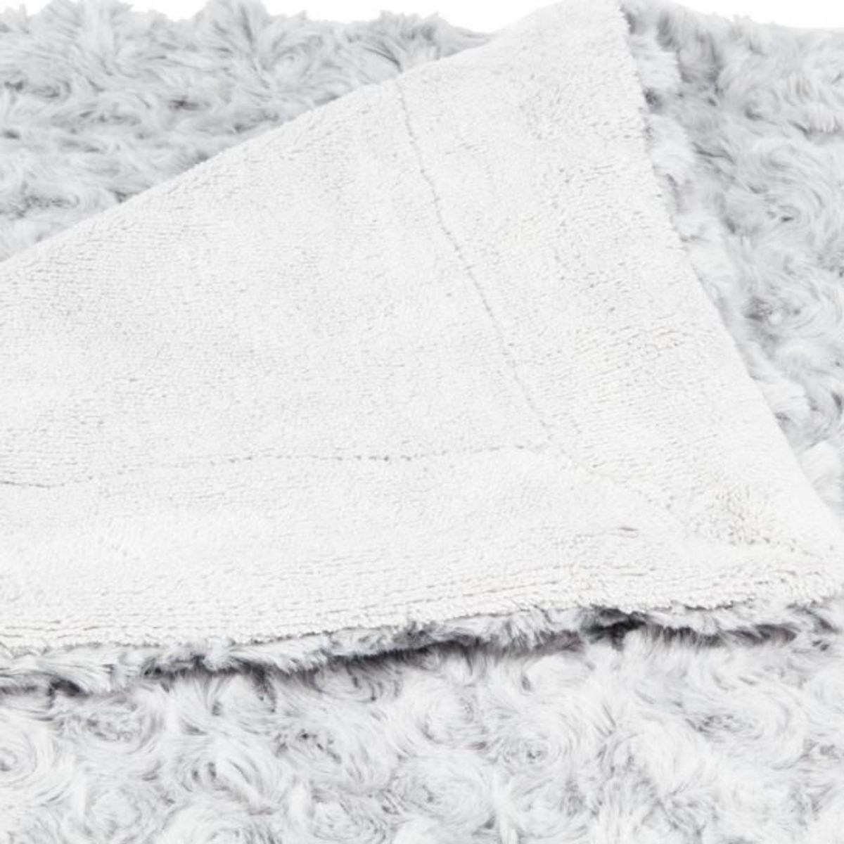 ATMOSPHERA Plaid Imitation Fourrure  Bouclée  180x230cm Gris Clair