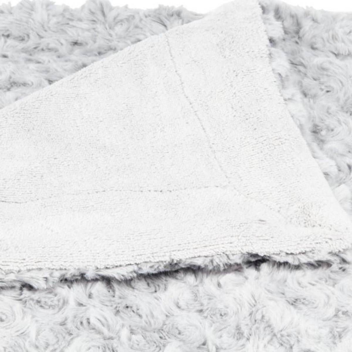 ATMOSPHERA Plaid Imitation Fourrure  Bouclée  180x230cm Gris Clair