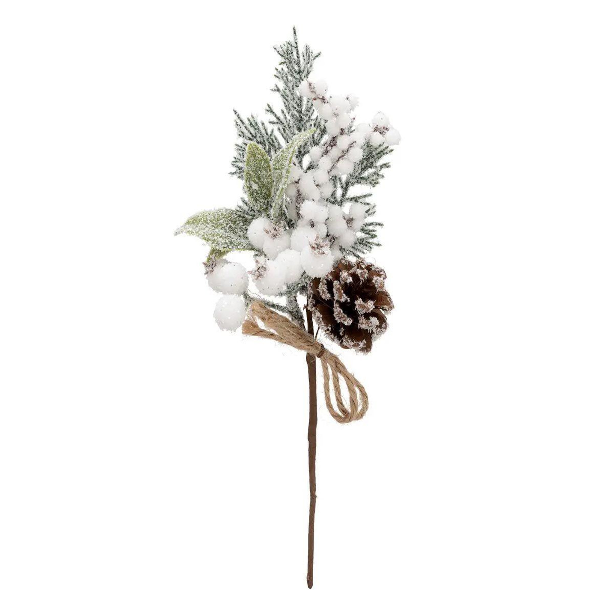 Voir la diapositive 1 : ATMOSPHERA Sujet de noël enneigé  branche de baie  26cm blanc