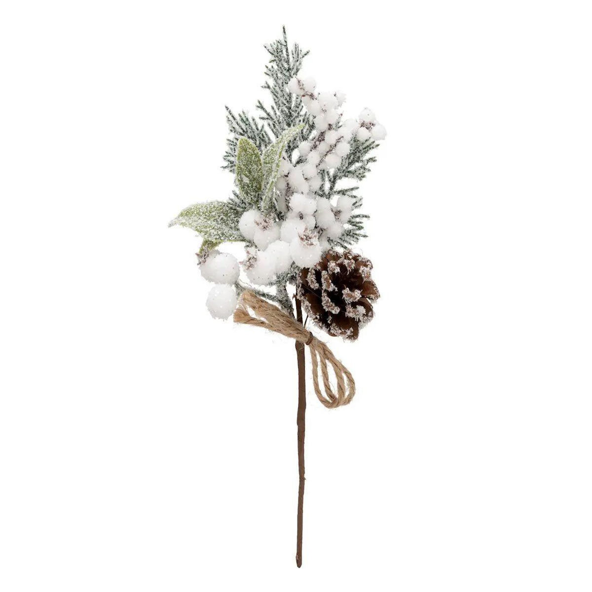 ATMOSPHERA Sujet de Noël Enneigé  Branche de Baie  26cm Blanc