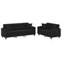 Voir la diapositive 2 : VIDAXL Ensemble de canapes 2 pcs avec coussins Noir Tissu microfibre