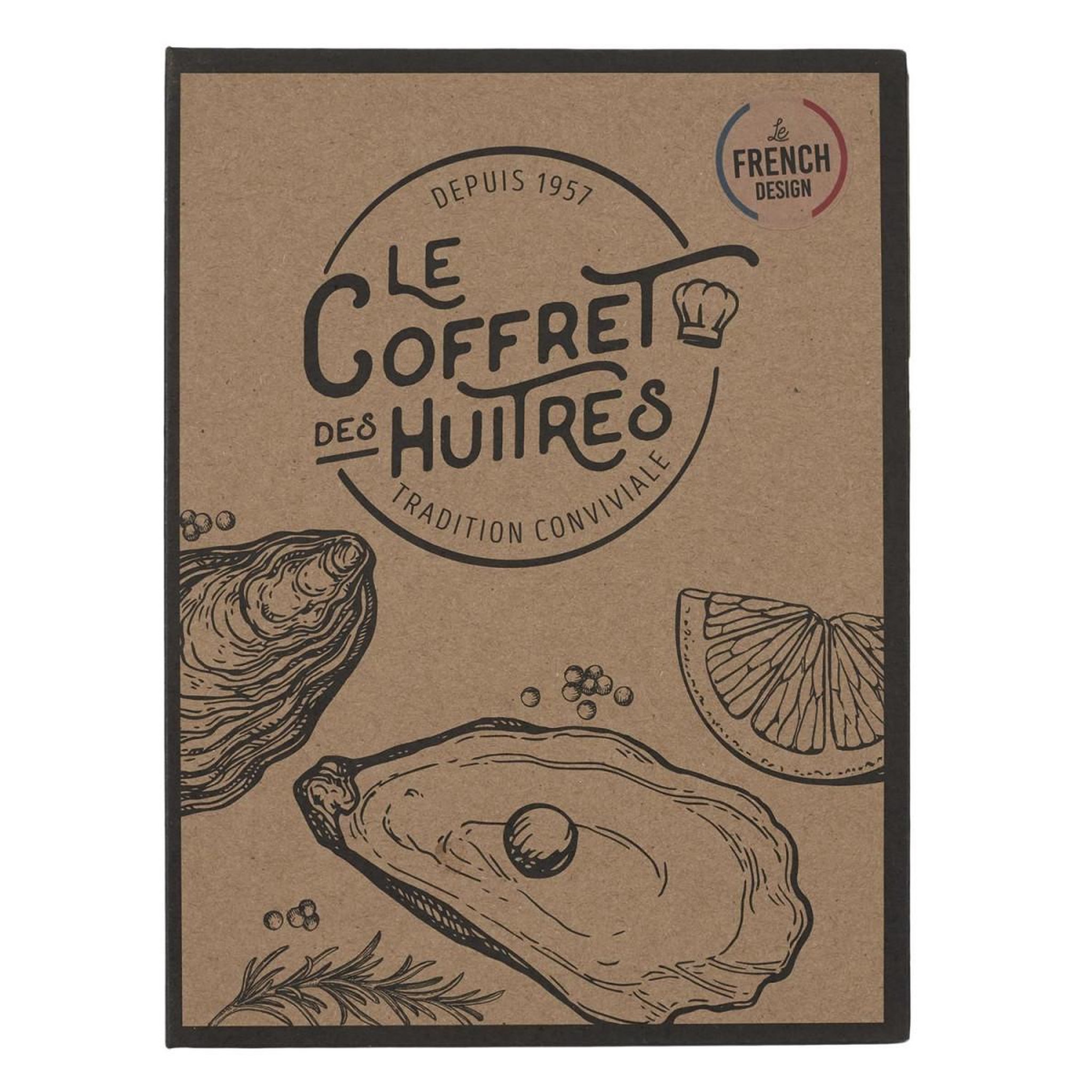 Voir la diapositive 4 : COOK CONCEPT Coffret huîtres  couteau & 4 fourchettes  14cm naturel