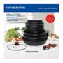 Voir la diapositive 3 : Arthur Martin Batterie de cuisine 8 pieces ARTHUR MARTIN - Aluminium - Poignée Bois - Tous feux dont induction