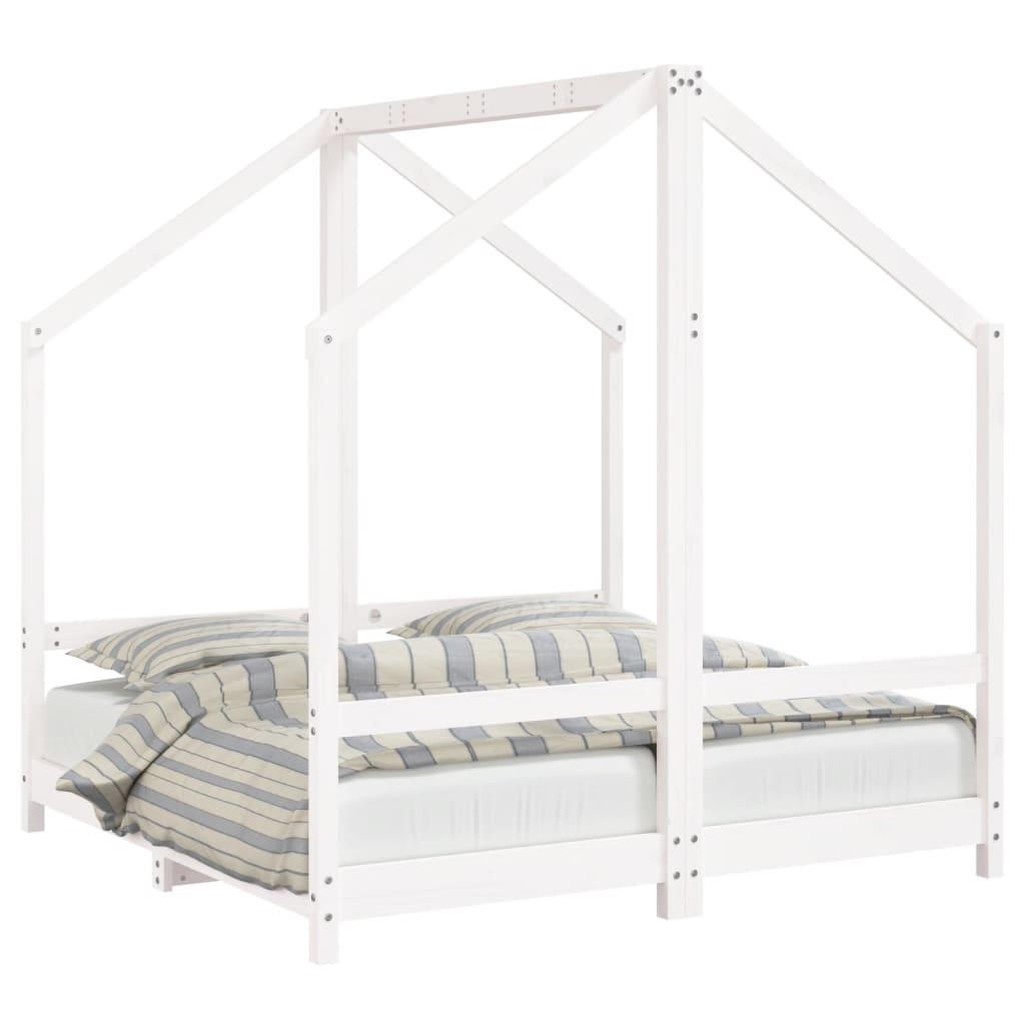 Voir la diapositive 2 : VIDAXL Cadre de lit pour enfant blanc 2x(70x140) cm bois de pin massif