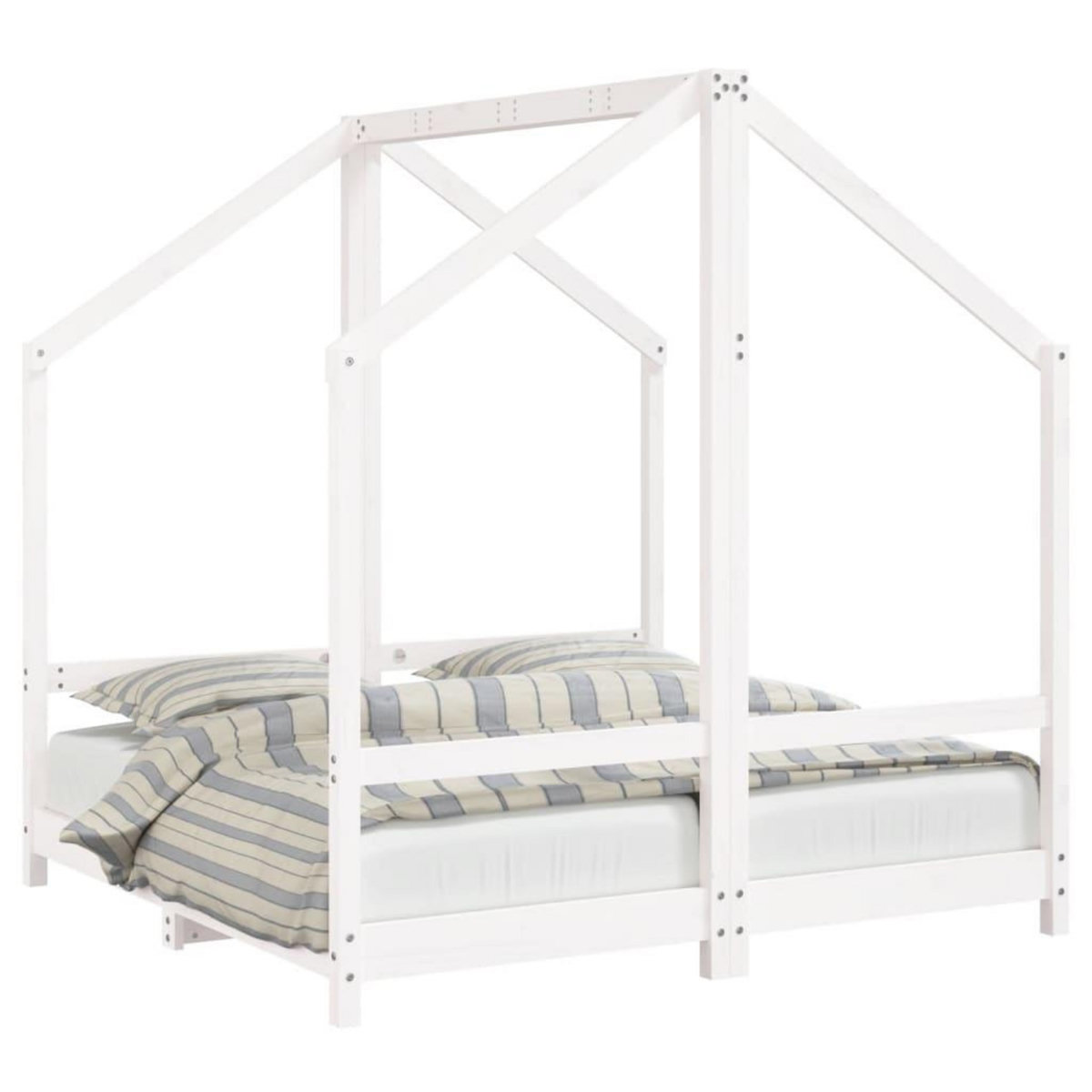 VIDAXL Cadre de lit pour enfant blanc 2x(70x140) cm bois de pin massif