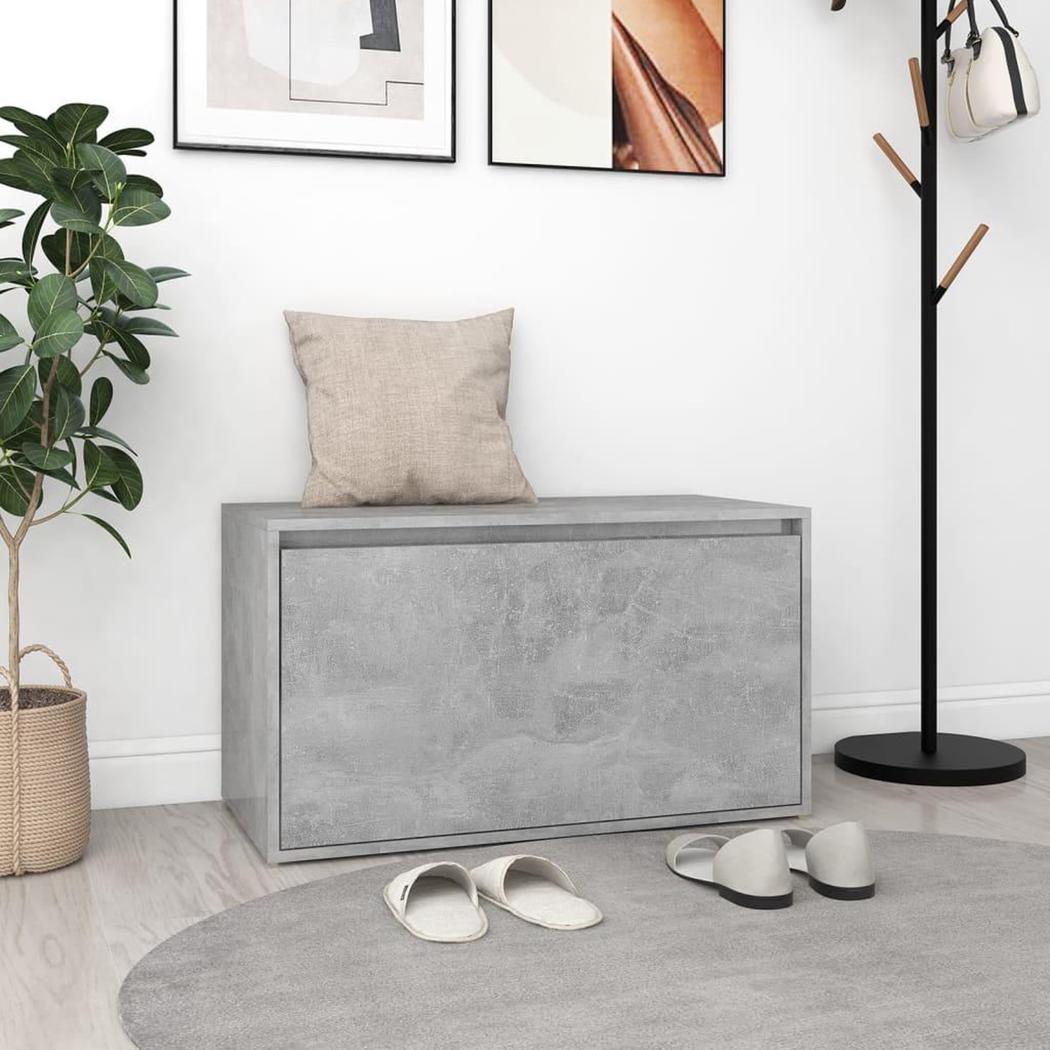 VIDAXL Banc d'entree 80x40x45 cm Gris beton Bois d'ingenierie
