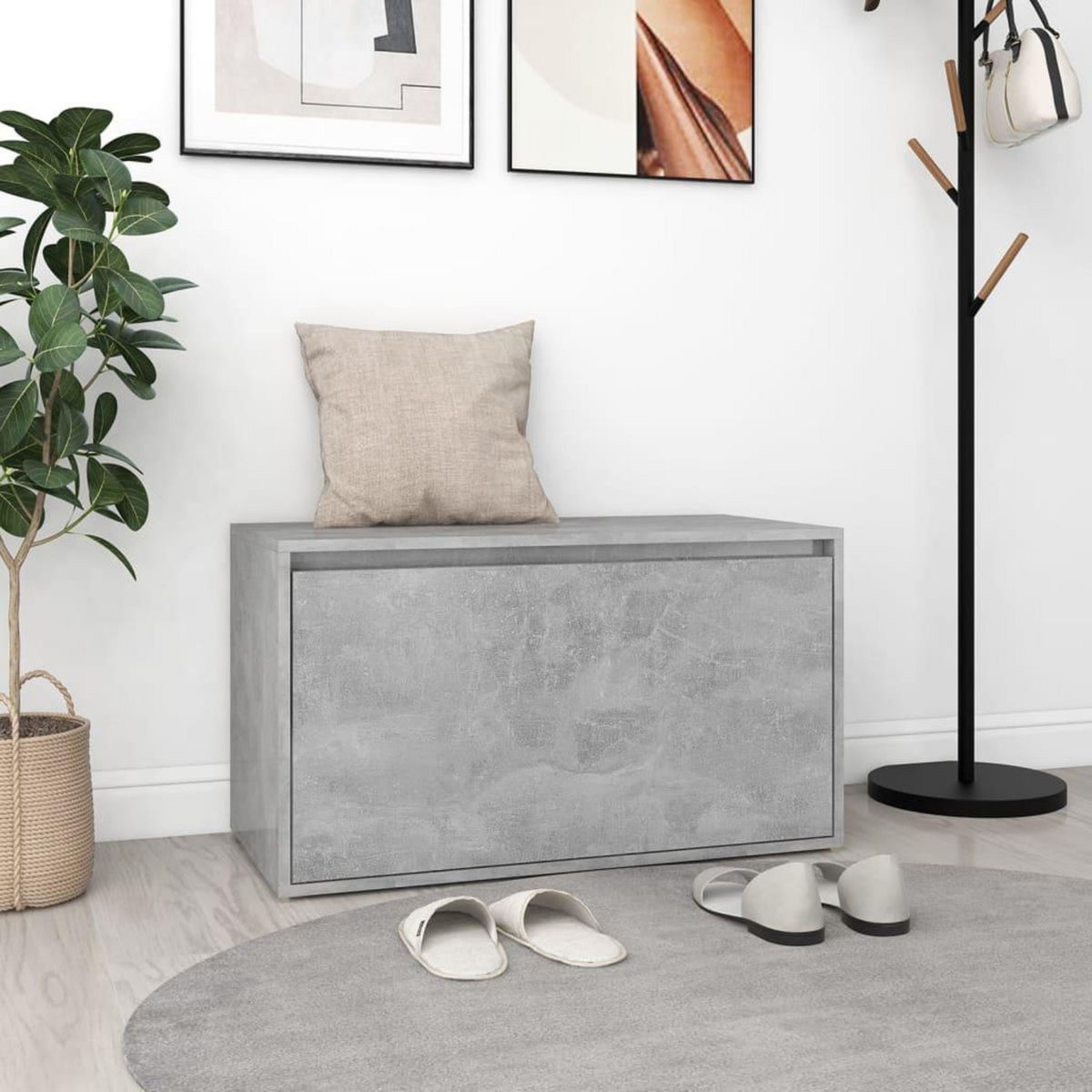 VIDAXL Banc d'entree 80x40x45 cm Gris beton Bois d'ingenierie