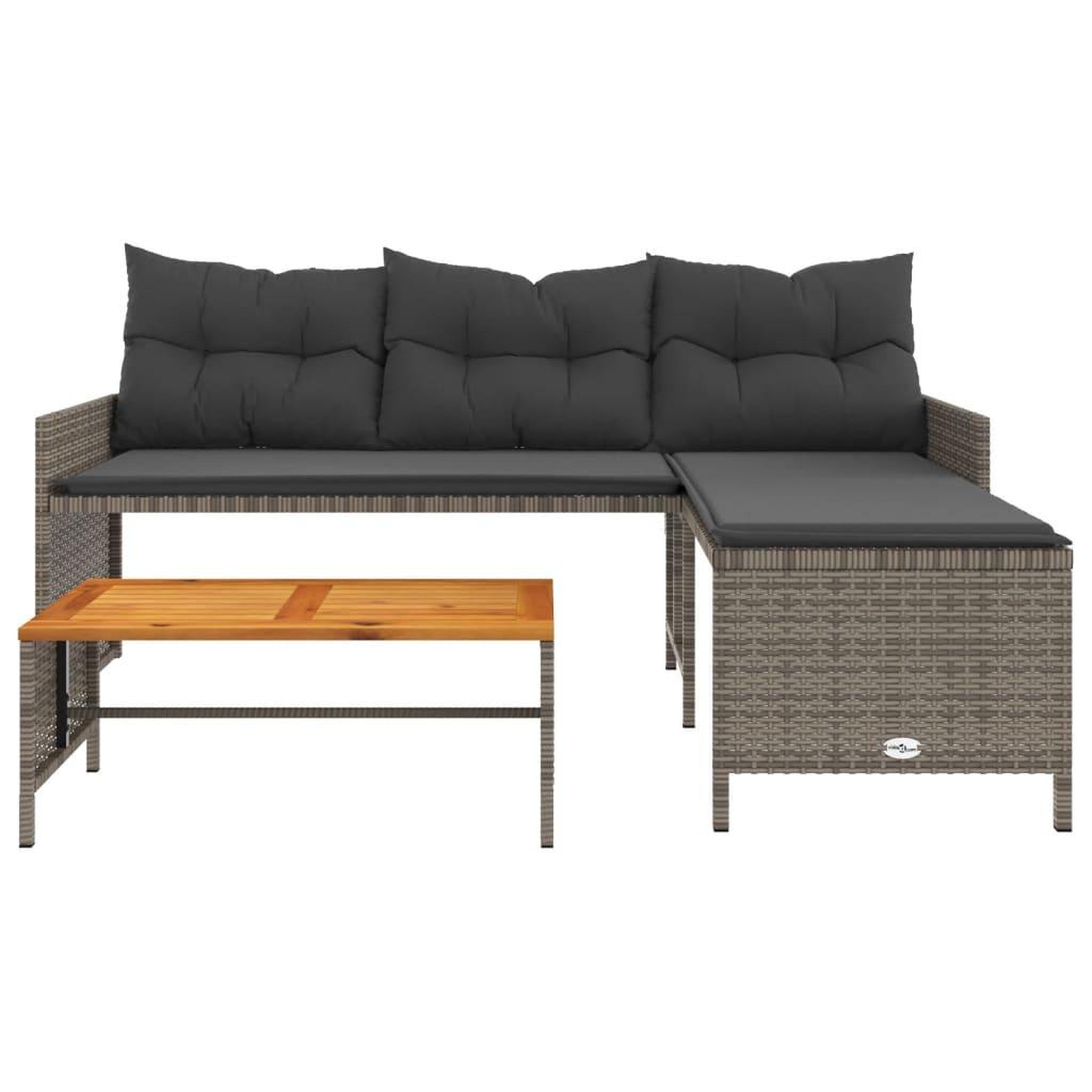 Voir la diapositive 5 : VIDAXL Canape de jardin avec table et coussins en forme de L gris