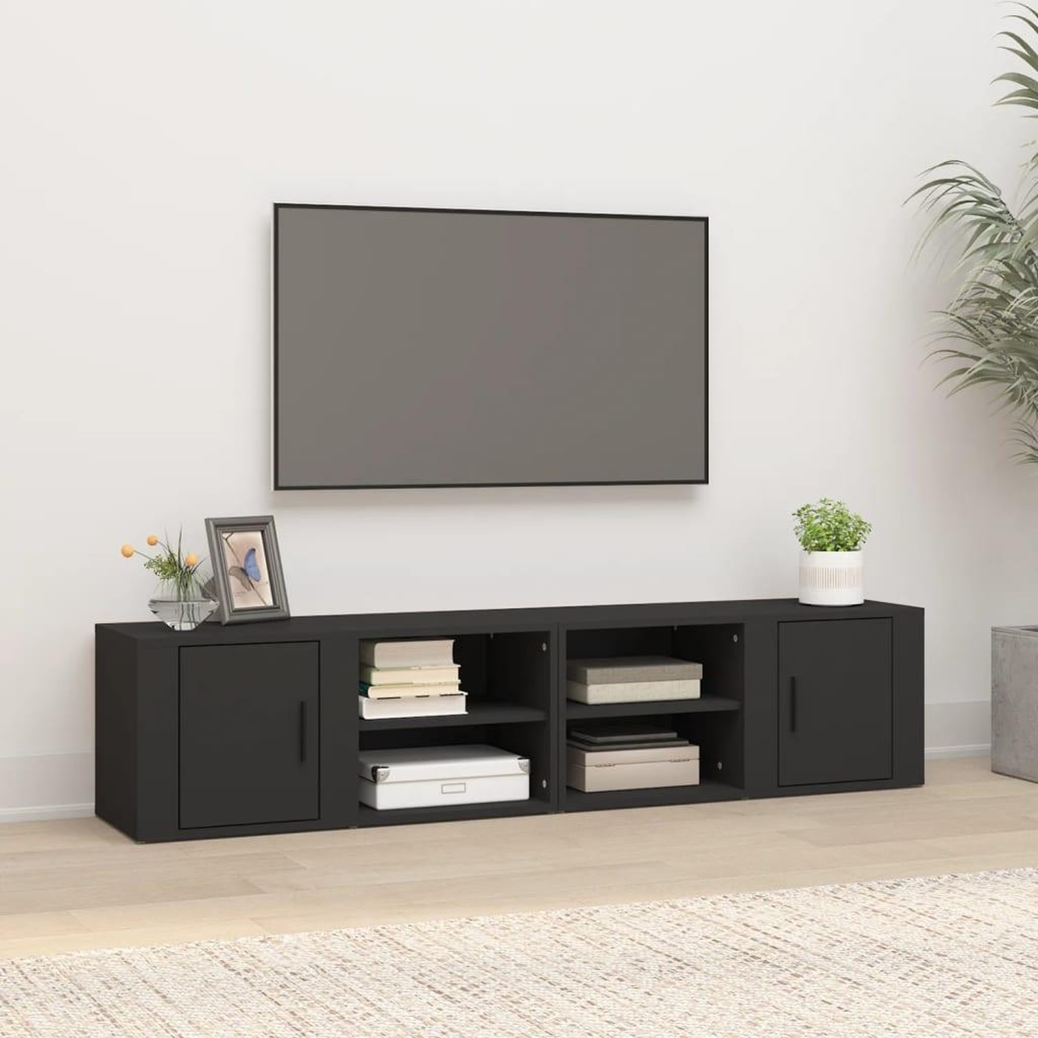 Voir la diapositive 1 : VIDAXL Meubles TV 2 pcs Noir 80x31,5x36 cm Bois d'ingenierie