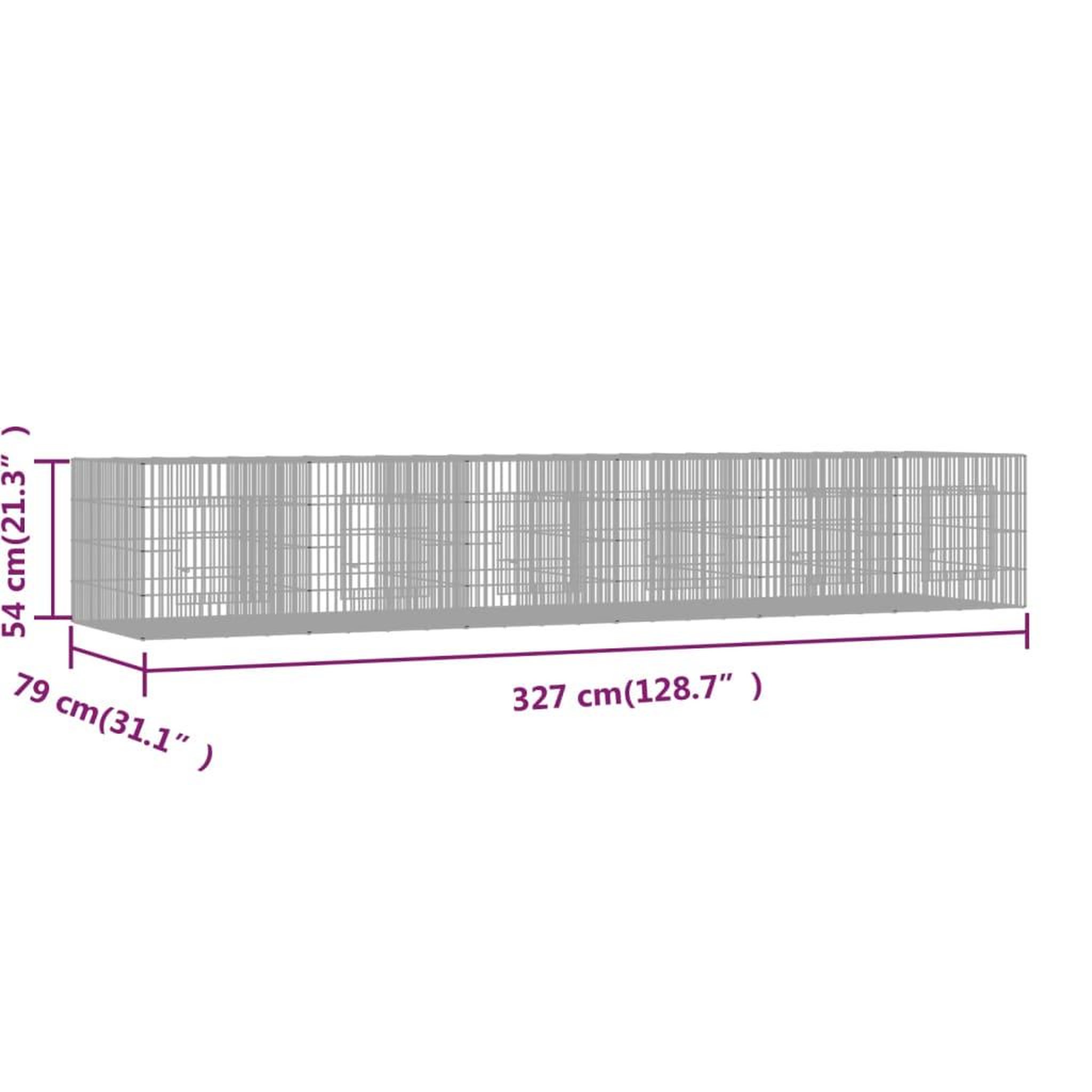 Voir la diapositive 6 : VIDAXL Cage a lapin 6 panneaux 327x79x54 cm Fer galvanise