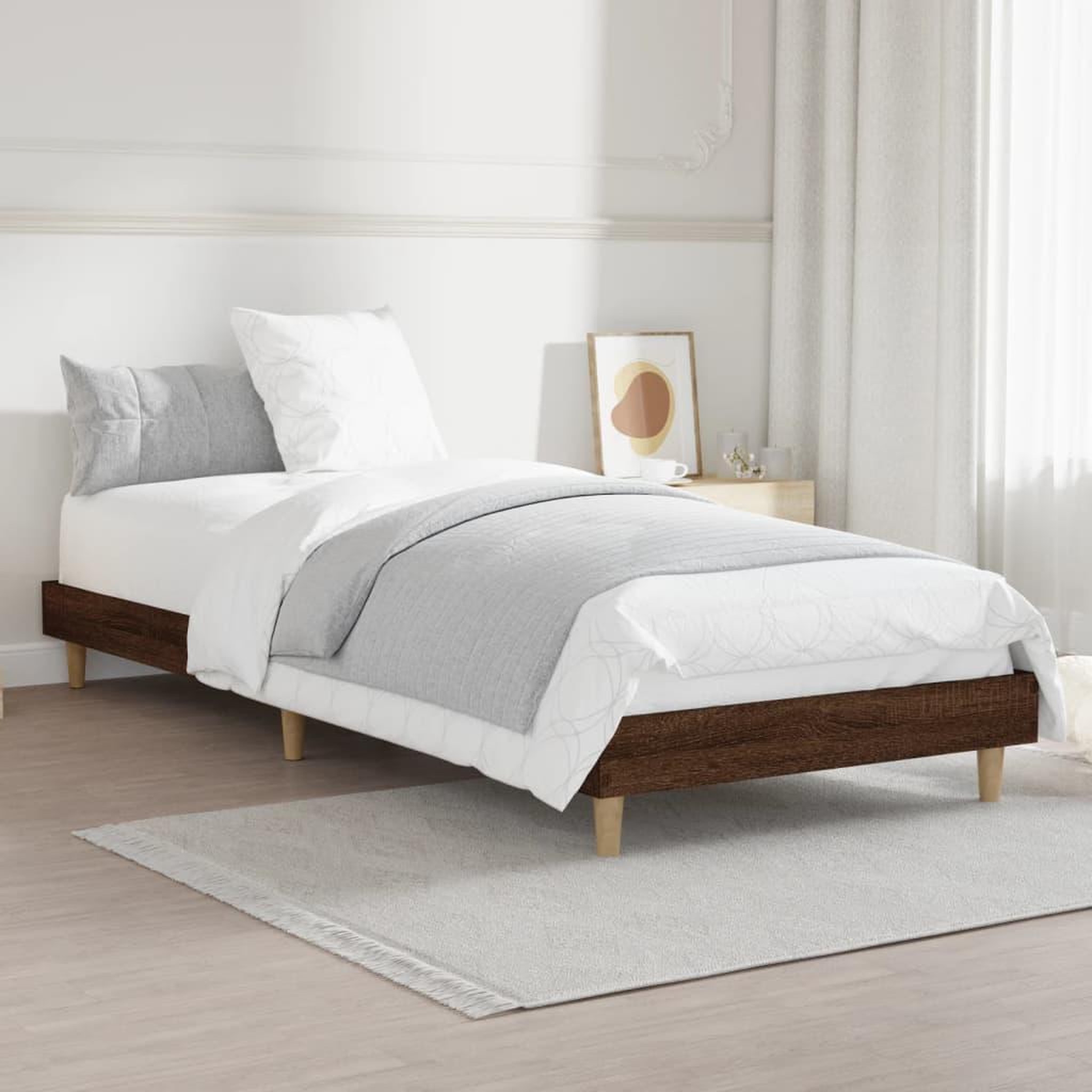 Voir la diapositive 4 : VIDAXL Cadre de lit sans matelas chene marron 75x190cm bois ingenierie