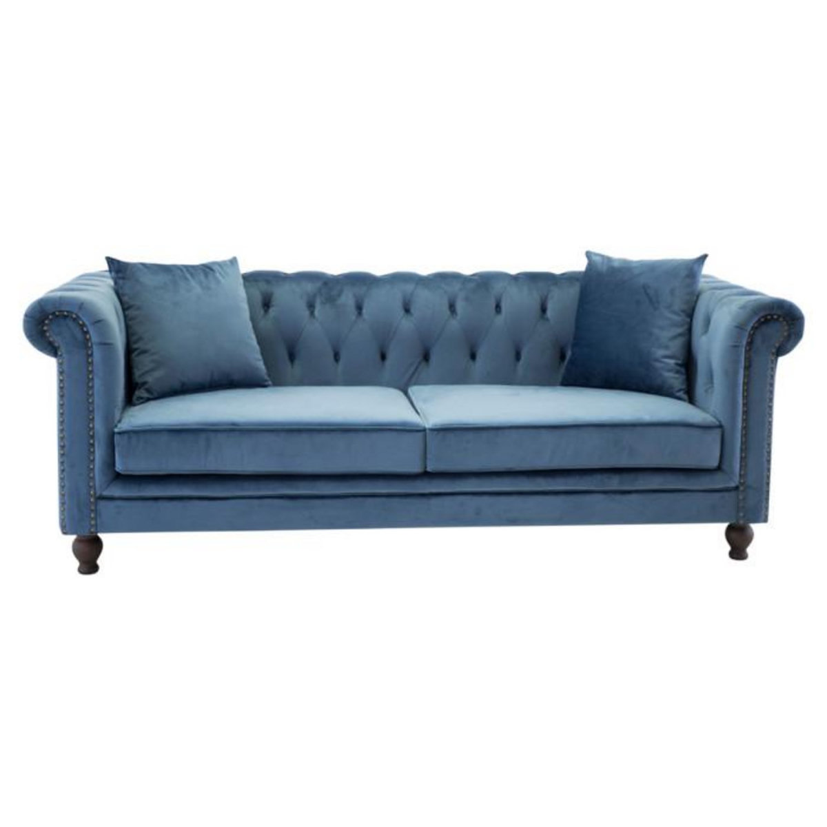 Paris Prix Canapé 3 Places en Velours  Chesterfield  217cm Bleu