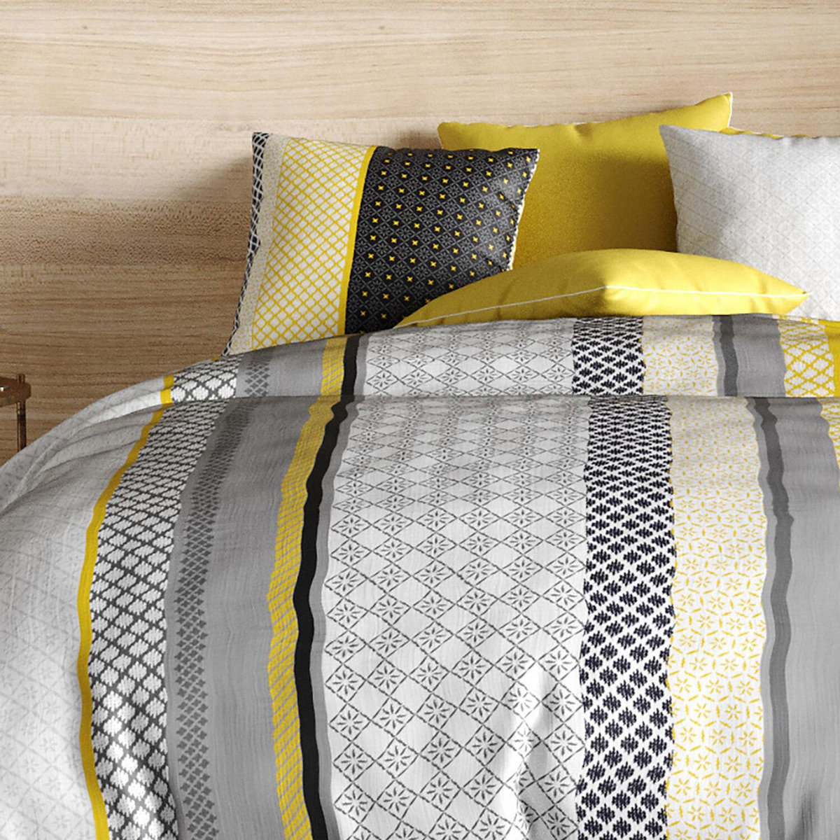 ATELIER DU COTON Parure housse de couette 100% coton 57fils, lumi