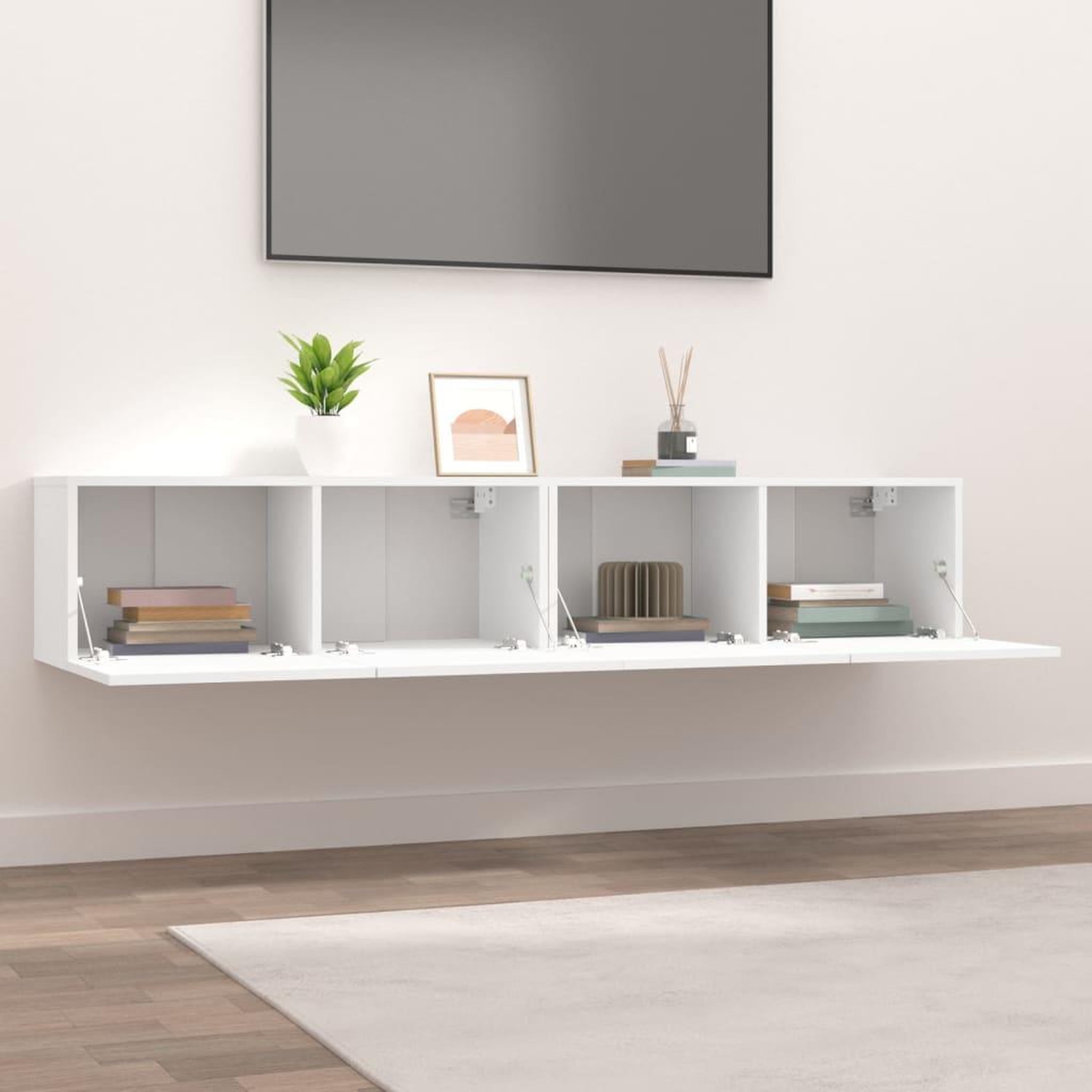 Voir la diapositive 3 : VIDAXL Meubles TV 2 pcs blanc 80x30x30 cm bois d'ingenierie