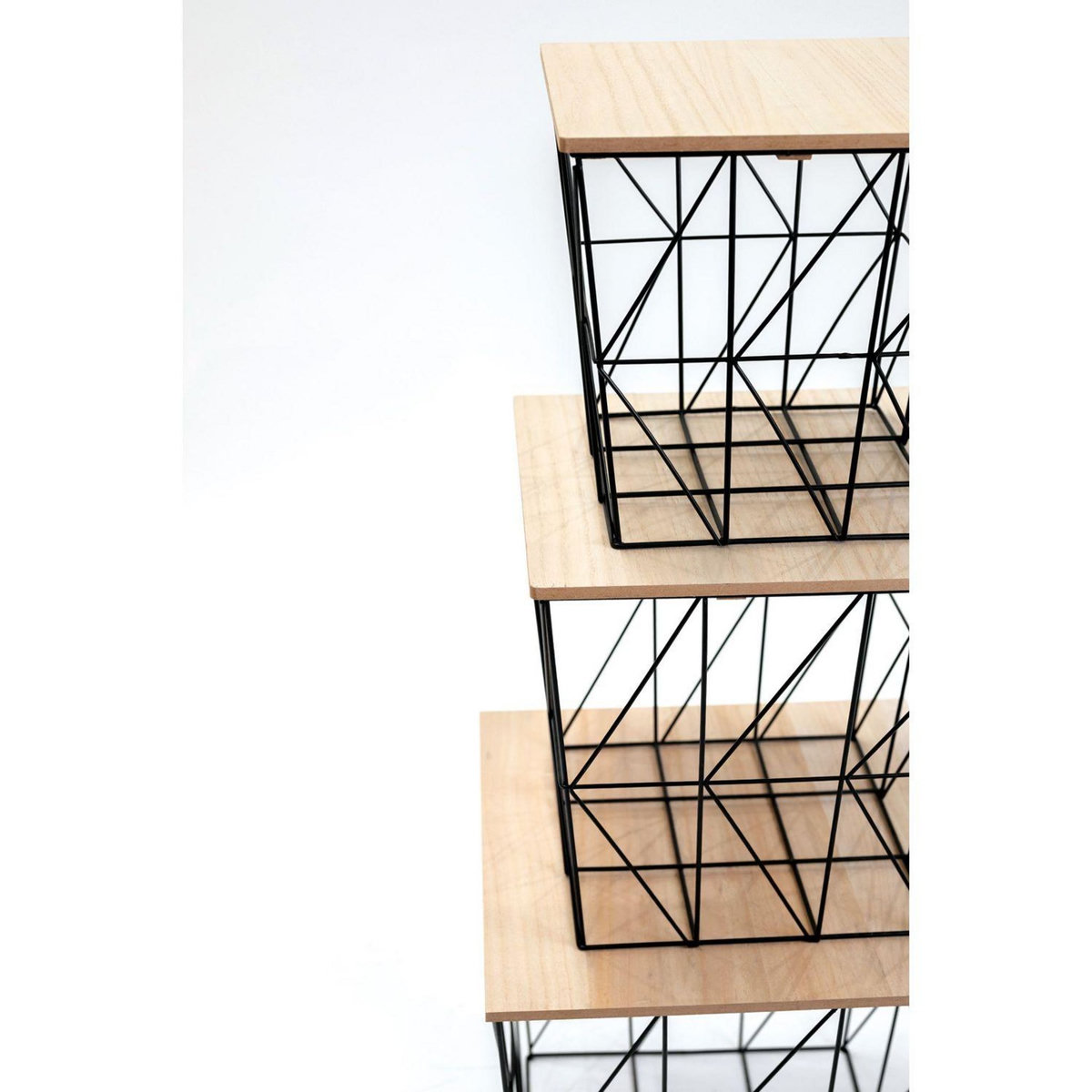 KB8 Lot de 3 tables d'appoint ou tables gigogne en MDF et Métal