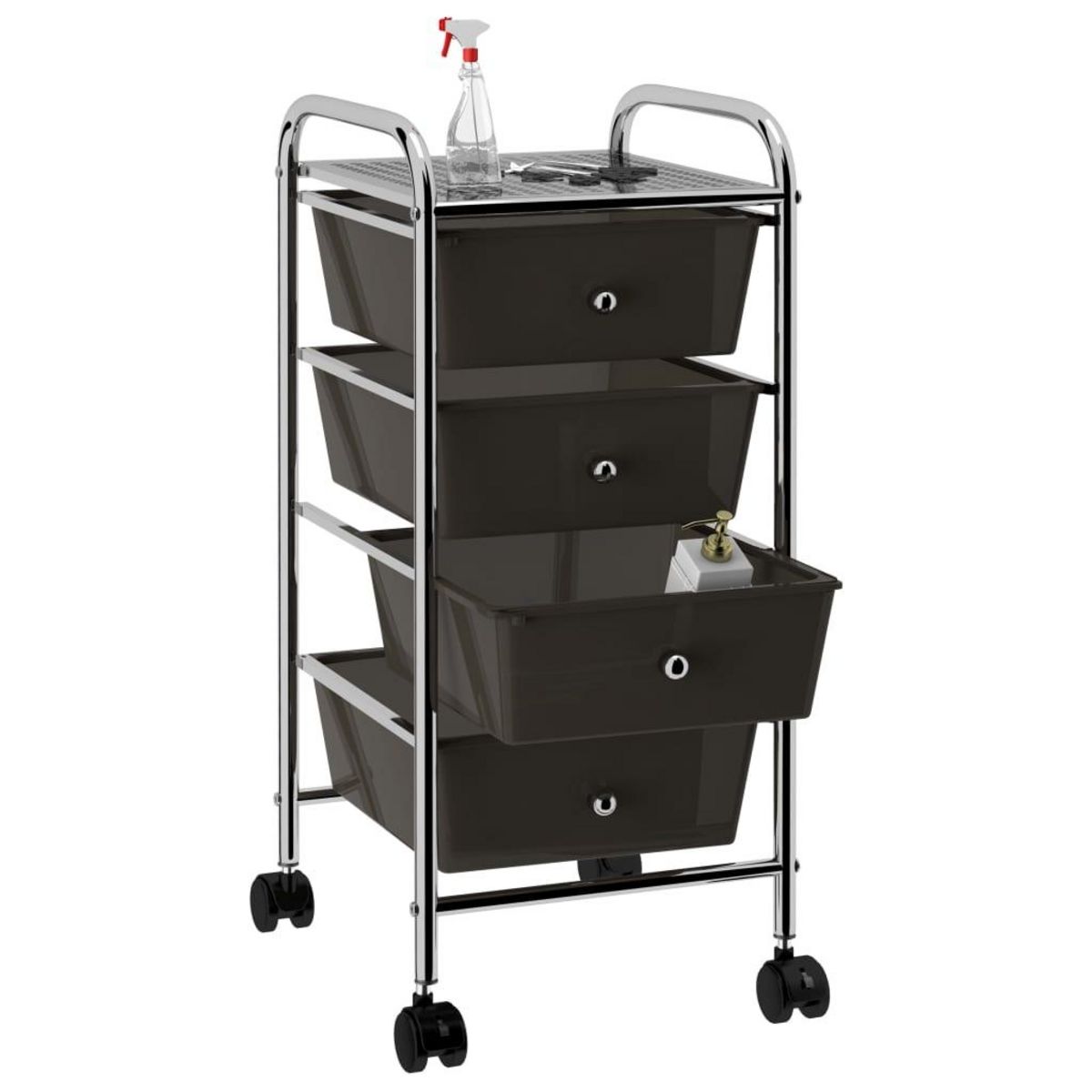 VIDAXL Chariot de rangement mobile a 4 tiroirs Noir Plastique
