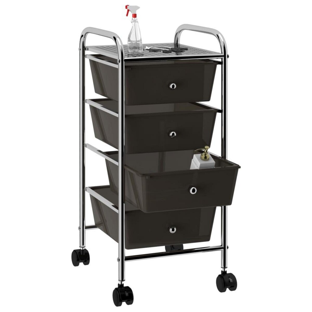 VIDAXL Chariot de rangement mobile a 4 tiroirs Noir Plastique