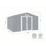 Voir la diapositive 4 : MARKET24 LUNEX Abri de jardin en métal 10,85 m2 - 340 x 319 x 210 - Kit d'ancrage inclus, 2 portes battantes - Gris