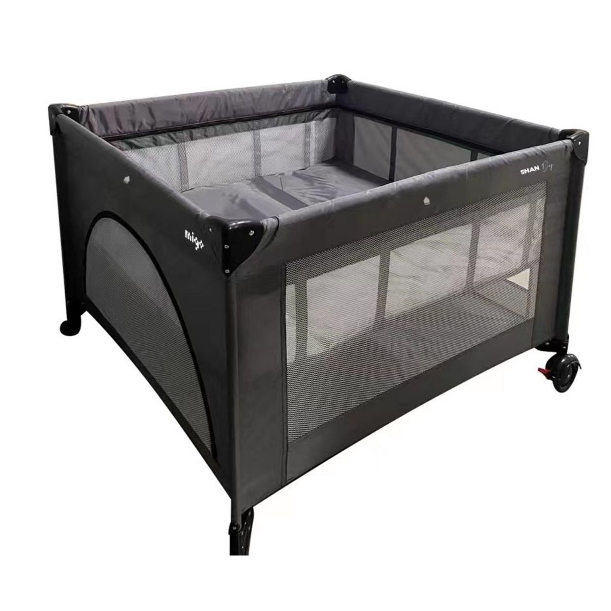 NANIA Parc bébé avec étage Shandy 3 en 1 gris