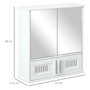 Voir la diapositive 3 : KLEANKIN Armoire murale de salle de bain avec miroir - armoire à glace - placard de rangement toilettes - 4 portes, étagère - verre MDF blanc