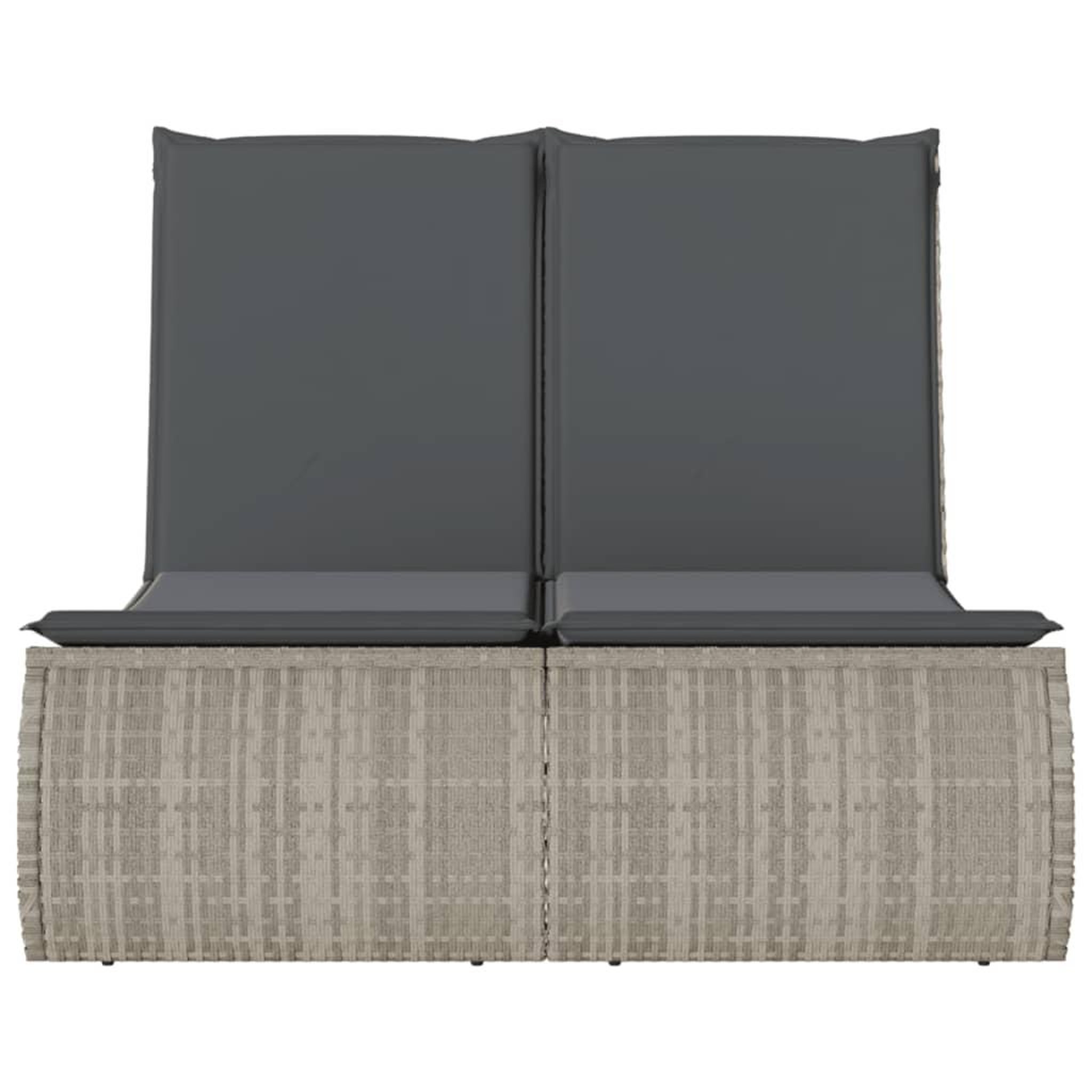 Voir la diapositive 4 : VIDAXL Chaise longue double avec coussins gris clair resine tressee