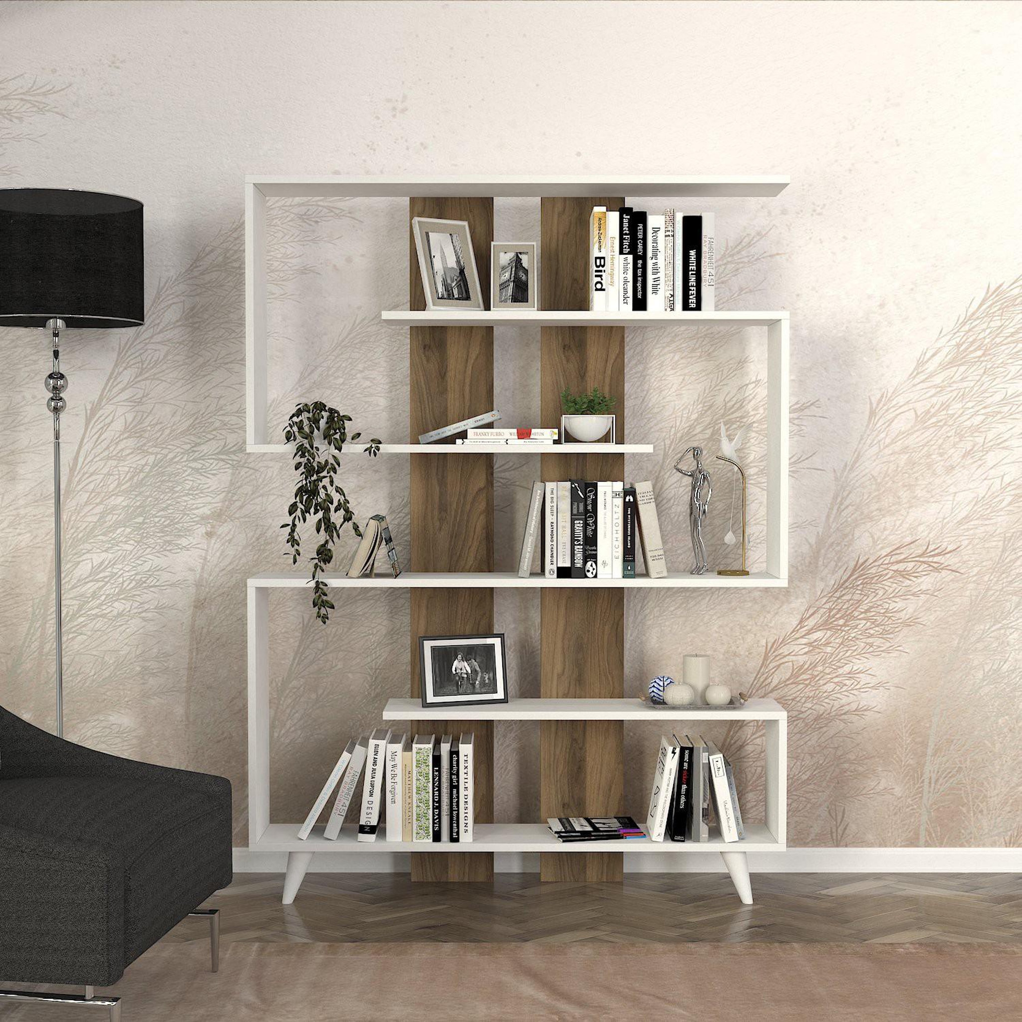 Voir la diapositive 2 : Habitat et Jardin Bibliothèque en bois  rain  - 120 x 20 x 162 cm - marron
