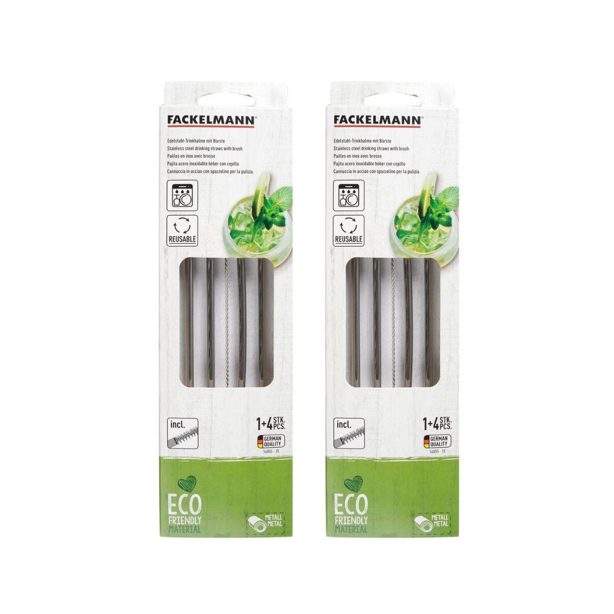 Voir la diapositive 5 : Fackelmann Lot de 8 pailles en inox avec 2 goupillons de nettoyage 24 cm fackelmann bar concept