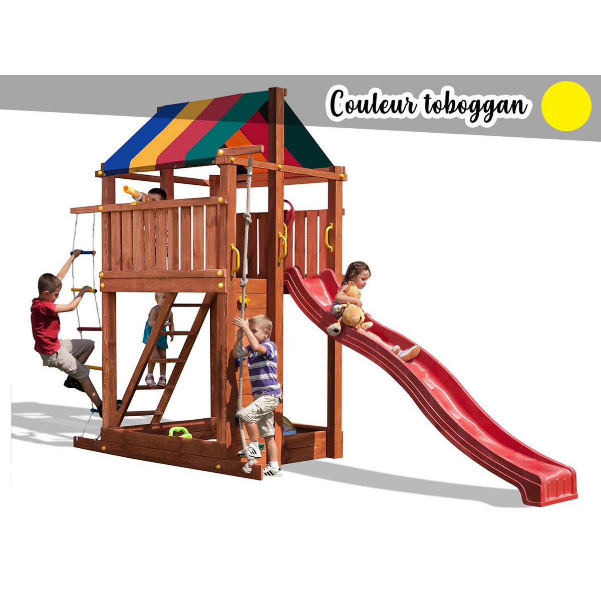 Fungoo Aire de jeux Paradise - Toboggan jaune - Fungoo